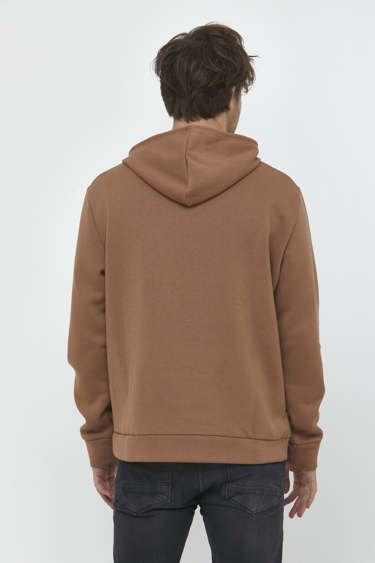 Süperlife Kapşonlu Uzun Kollu Baskılı Dar Kalıp İnce Erkek Sweatshirt SPR 2019K61
