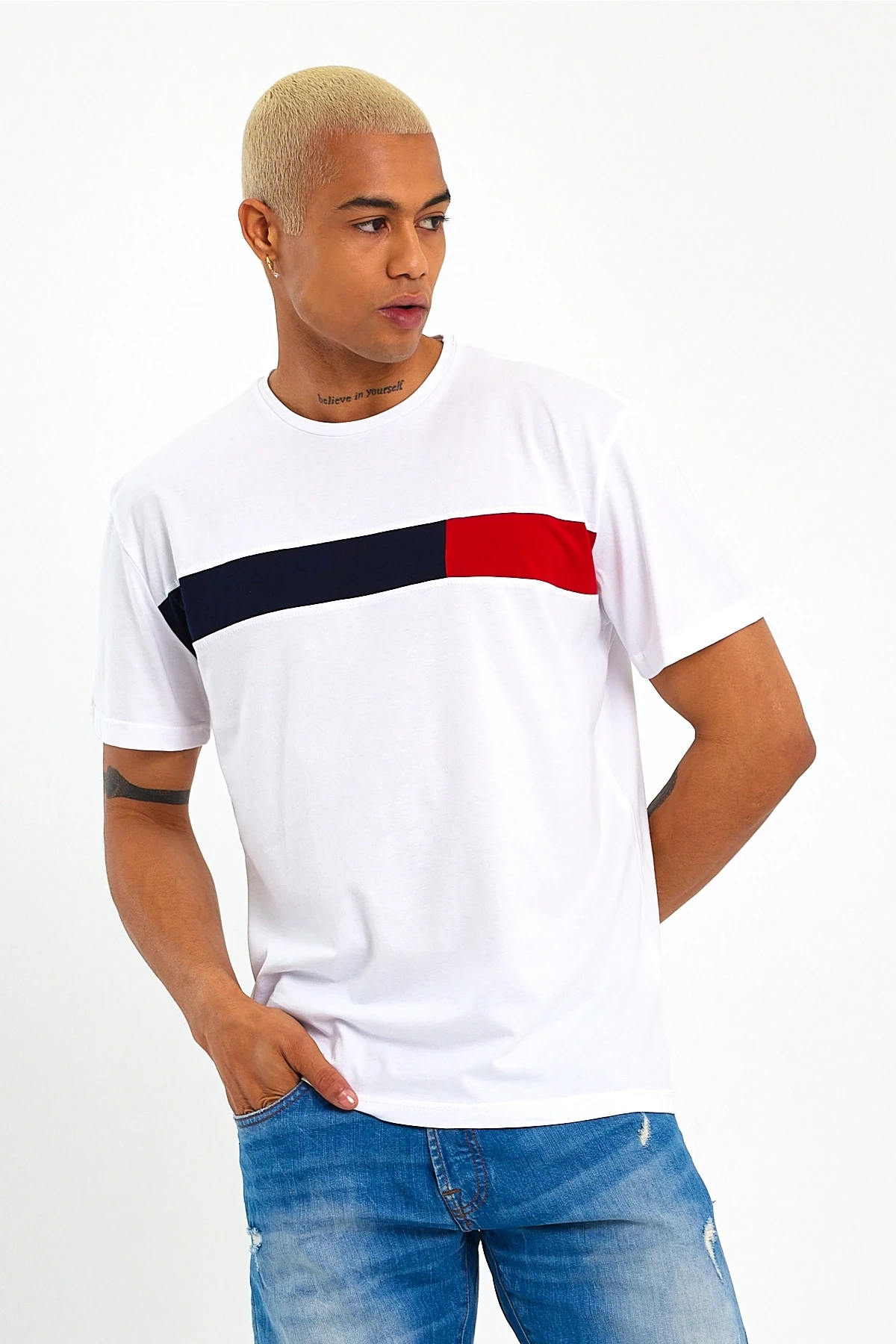 Süperlife Erkek  Bisiklet Yaka Regular Fit Garnili  Tişort SPR23TS301