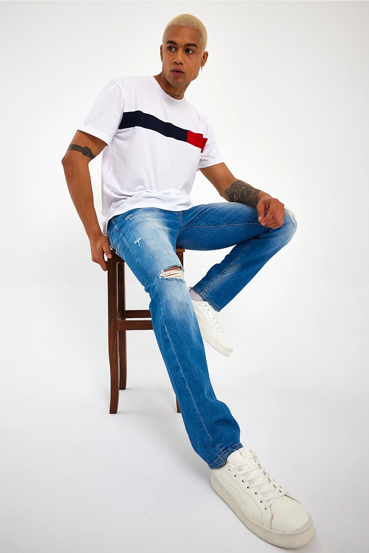 Süperlife Erkek  Bisiklet Yaka Regular Fit Garnili  Tişort SPR23TS301