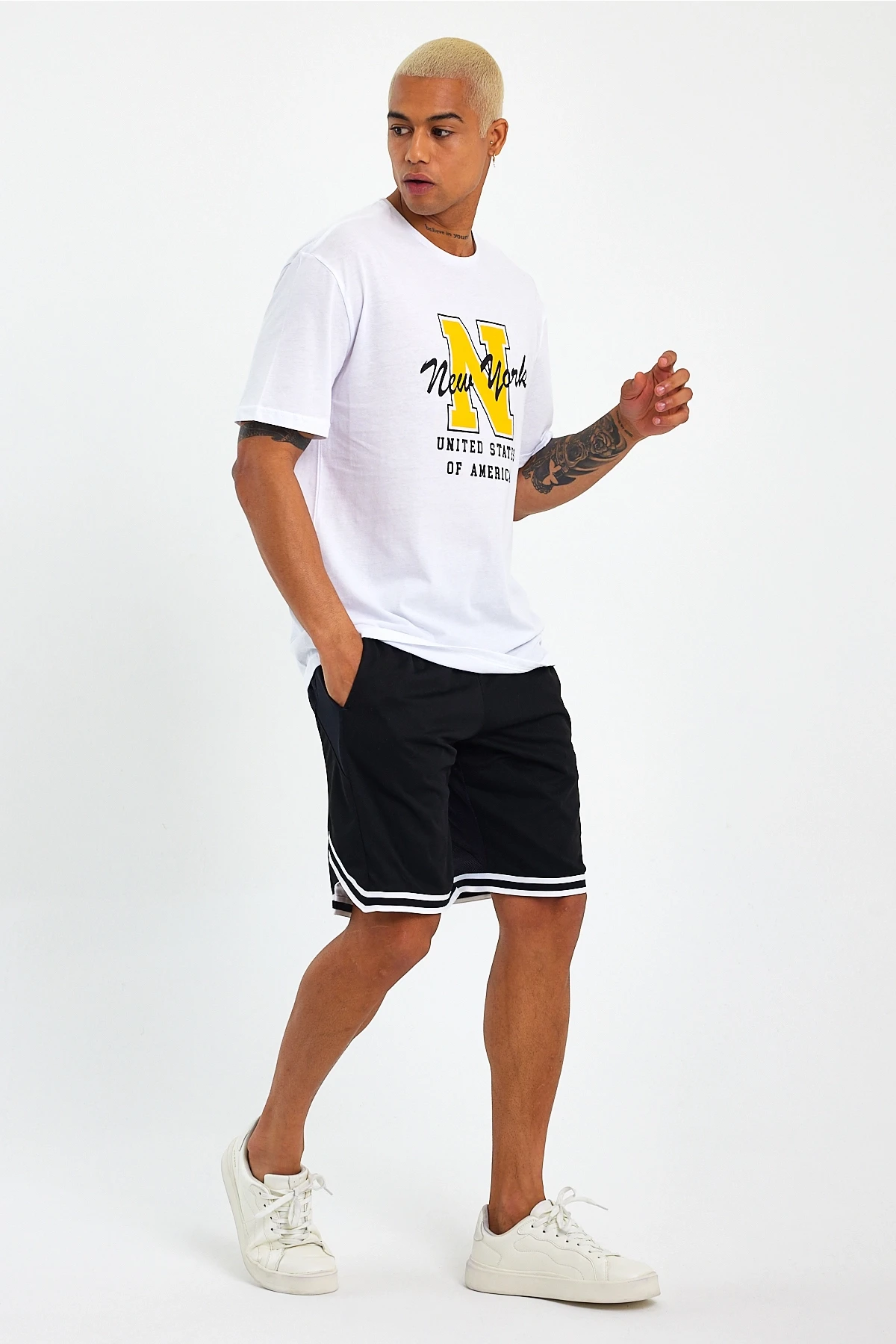 Süperlife Erkek Bisiklet Yaka Regular Fit N Baskılı Tişort SPR22TS113