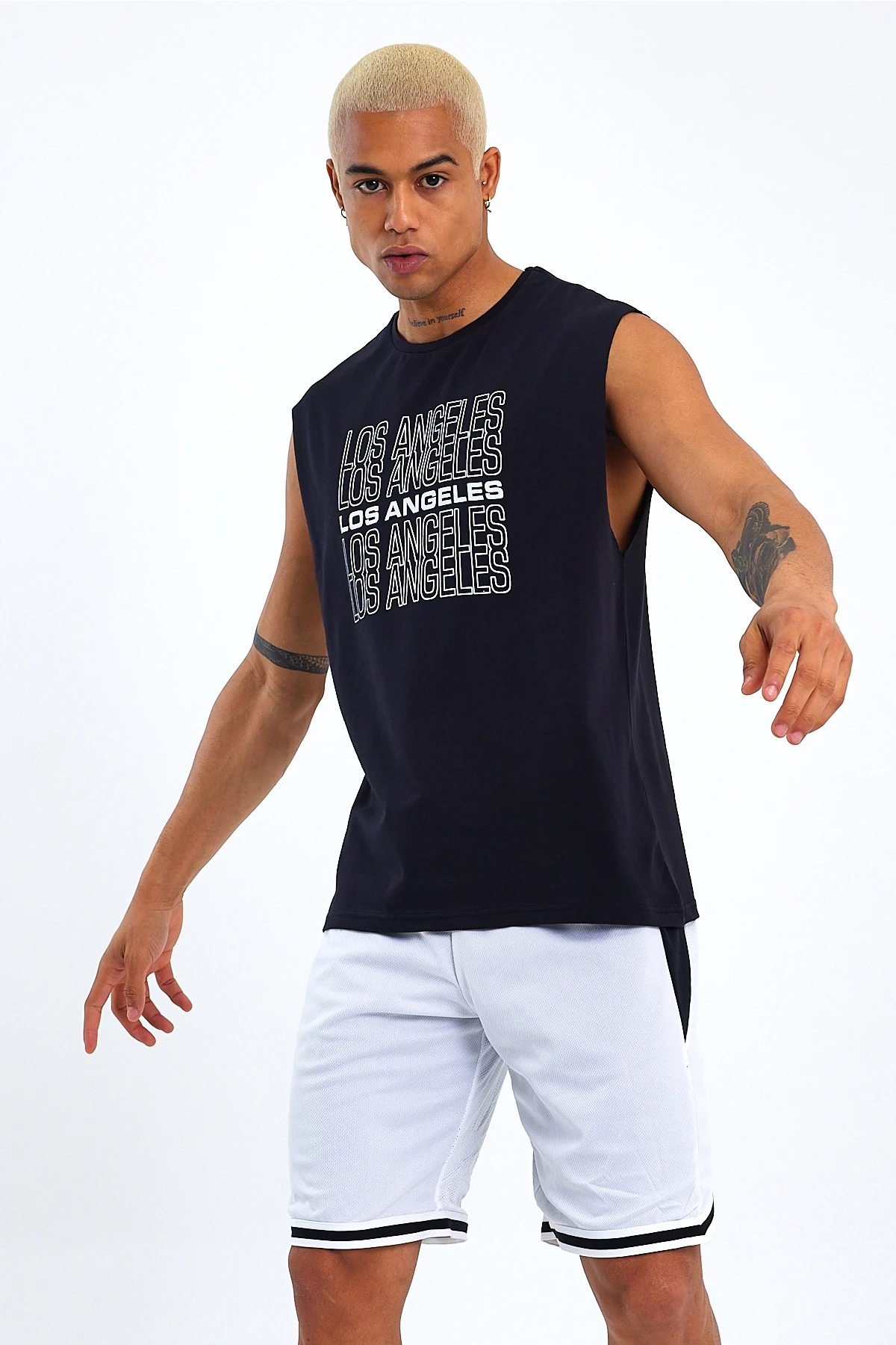 Süperlife Erkek Bisiklet Yaka Regular Fit  Los Angeles Baskılı Tişort SPR22TS123