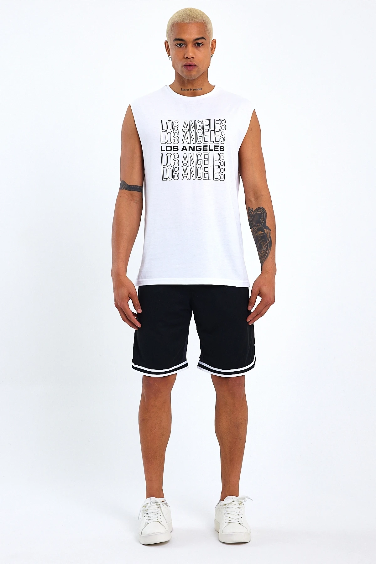 Süperlife Erkek Bisiklet Yaka Regular Fit  Los Angeles Baskılı Tişort SPR22TS123