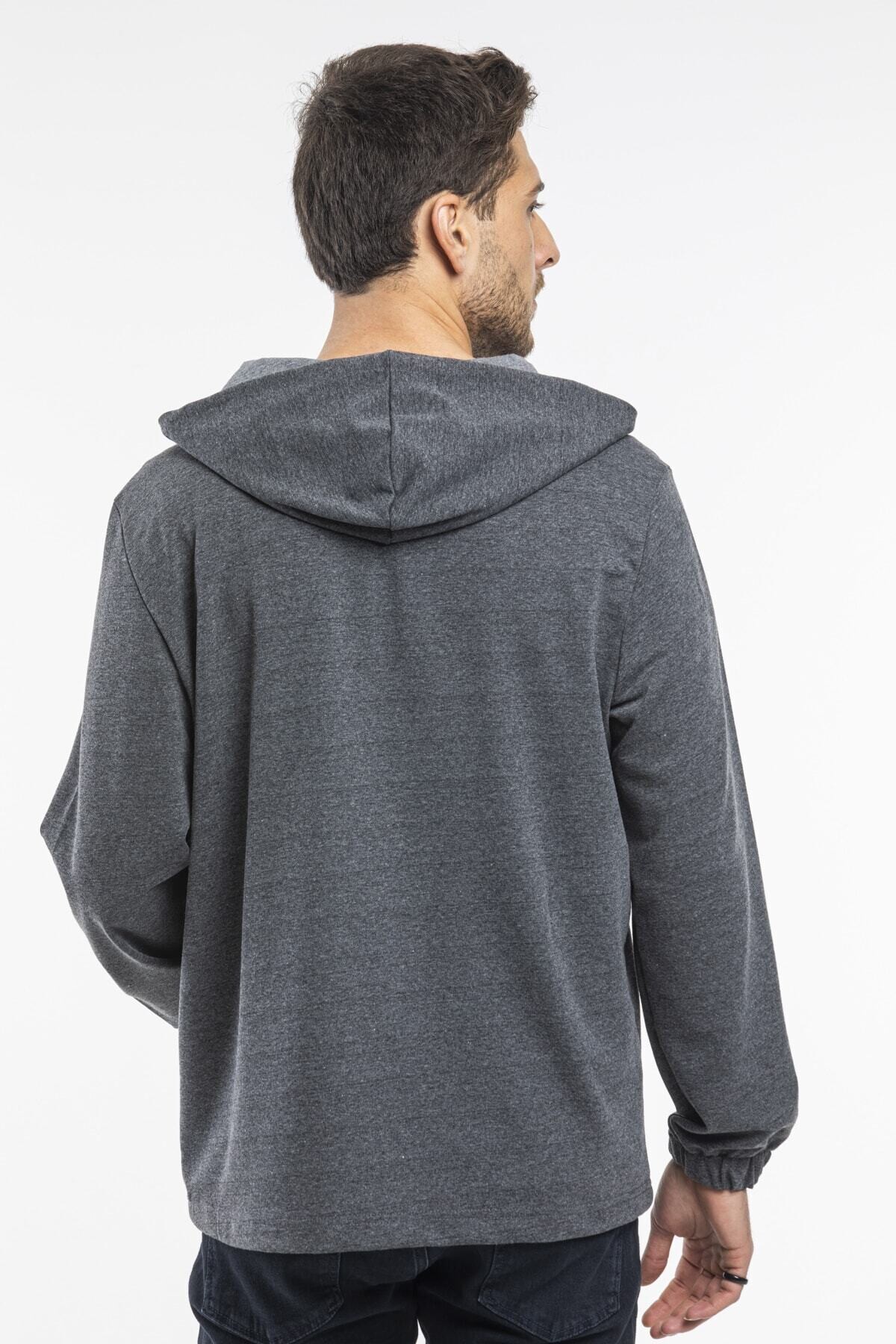 Süperlife Erkek Kapşonlu Yarım Fermuarlı İnce Sweatshirt SPR 20K52
