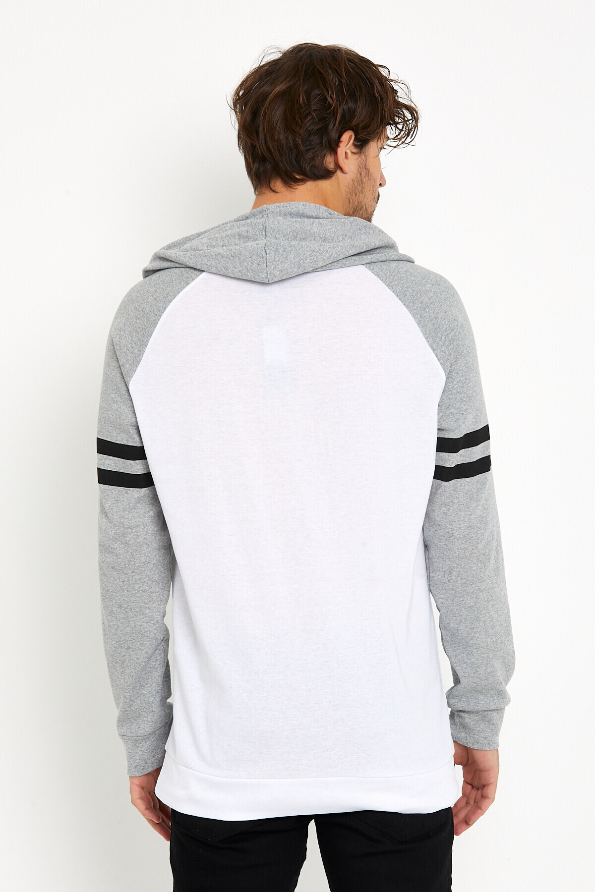 Süperlife Erkek Kapşonlu Regular Fit Kol Baskılı Sweatshirt İnce SPR22SWK105