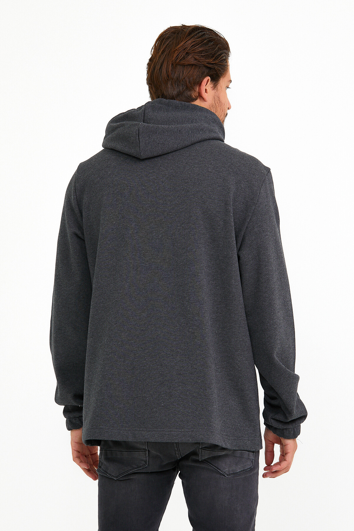 Süperlife Erkek Kapşonlu Regular Fit Yarım Fermuarlı İnce Sweatshirt SPR22SW170