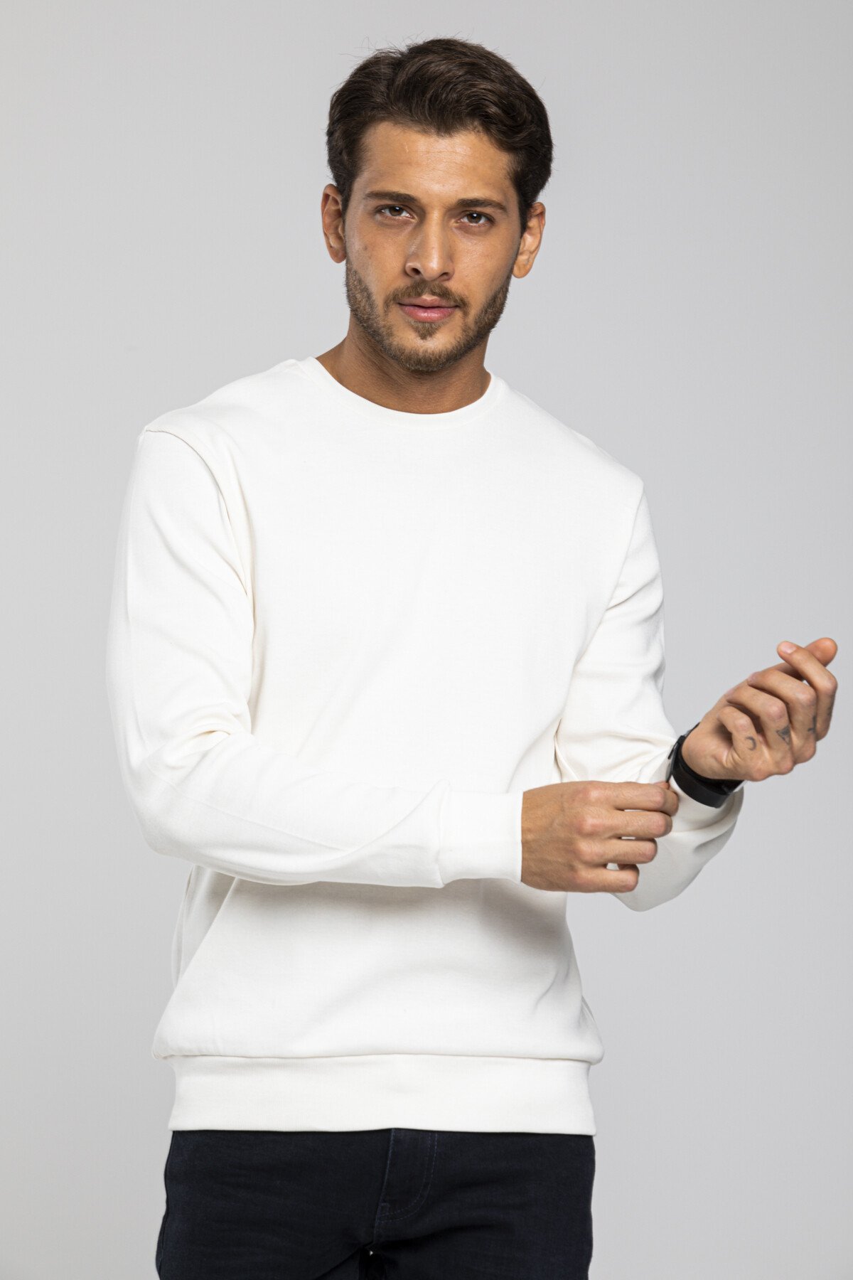 Süperlife Erkek Bisiklet Yaka Slim Fit İnce Sweatshirt SPR 20K17