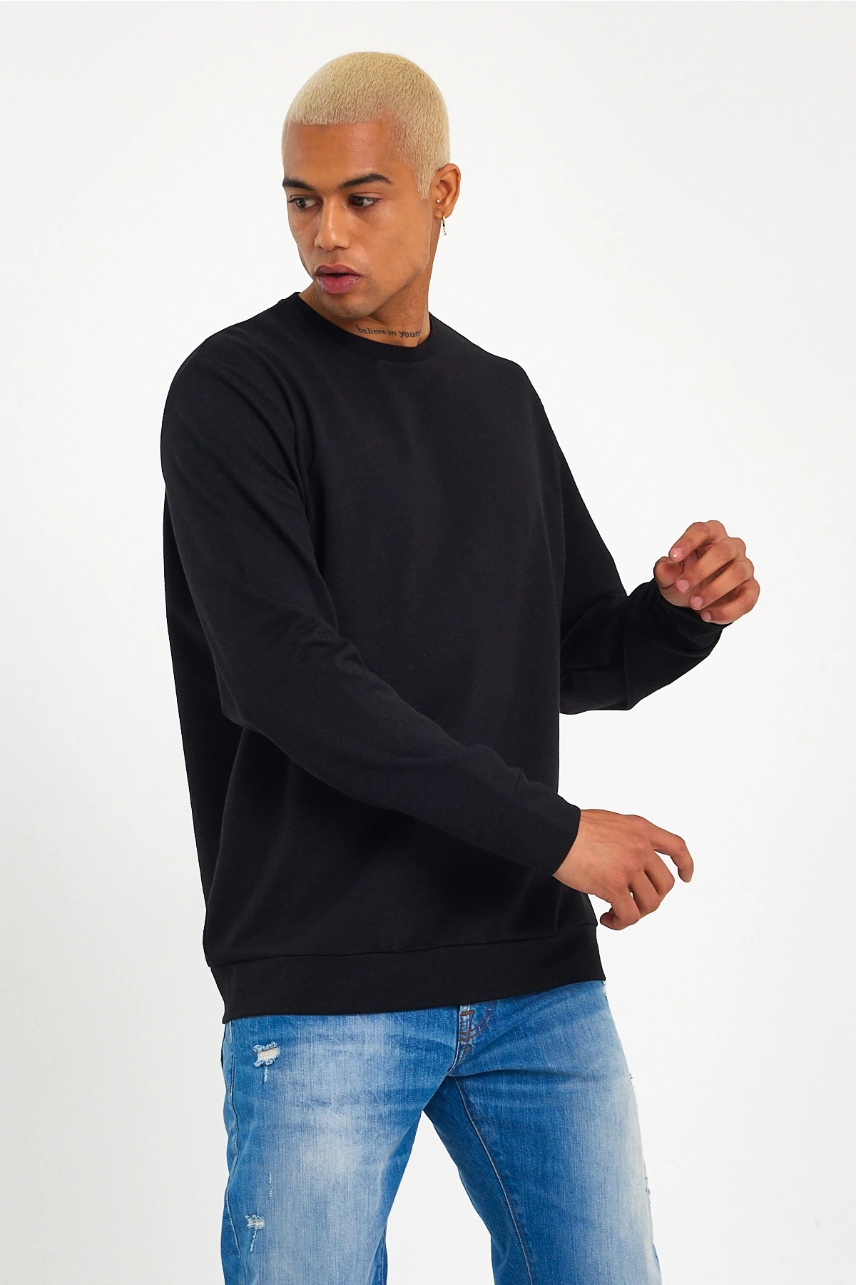 Süperlife Erkek Bisiklet Yaka Regular Fit İnce Sweatshirt SPR 20K30