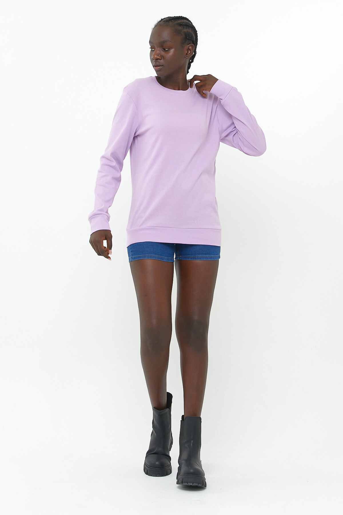 Süperlife Kadın Bisiklet Yaka Regular Fit Sweatshirt spr21k17