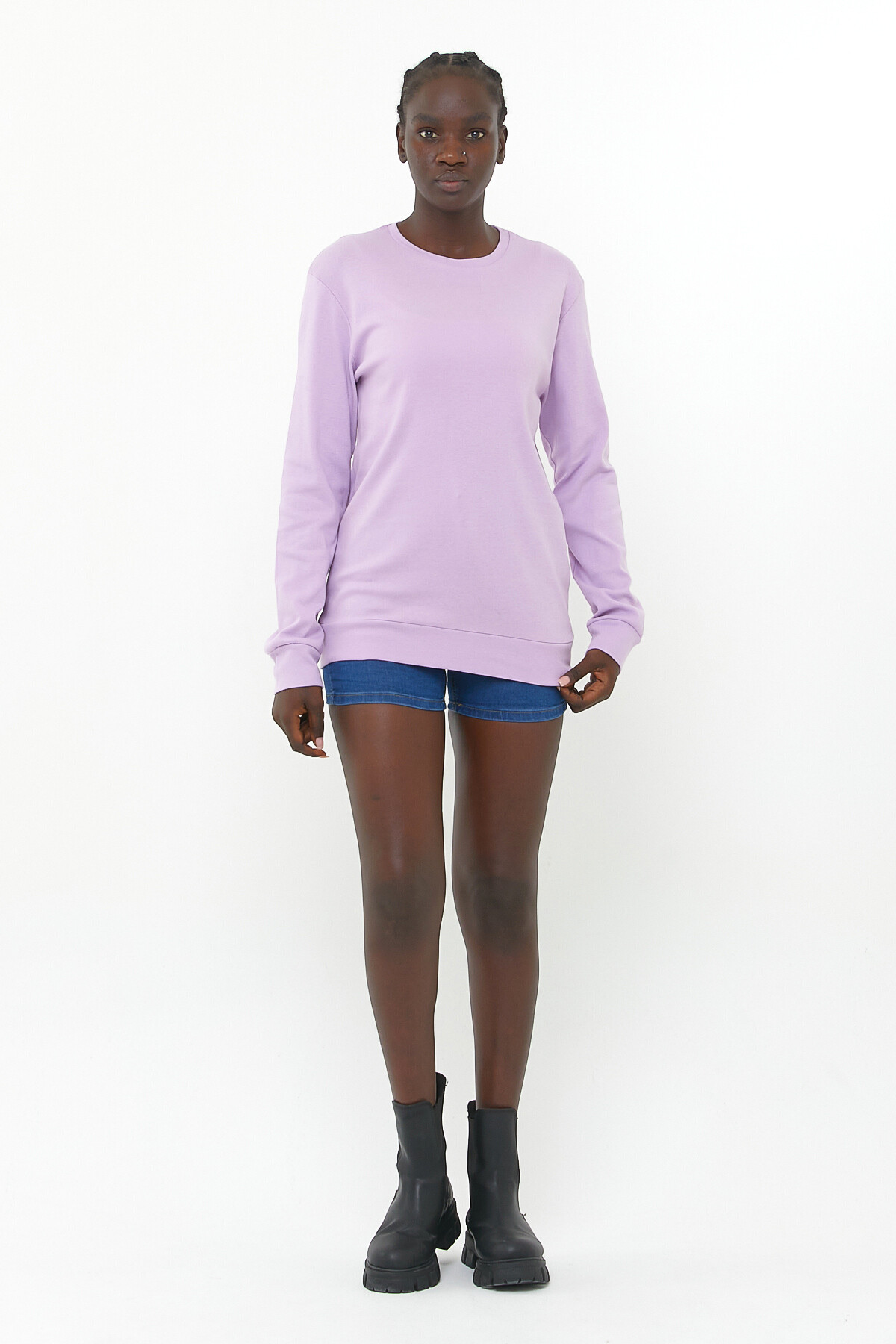 Süperlife Kadın Bisiklet Yaka Regular Fit Sweatshirt spr21k17