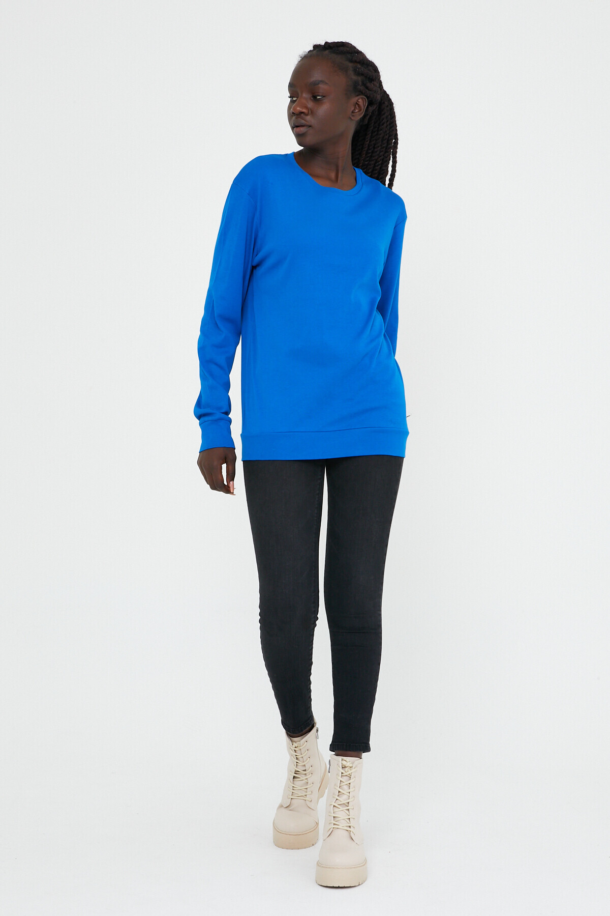 Süperlife Kadın Bisiklet Yaka Regular Fit Sweatshirt spr21k17