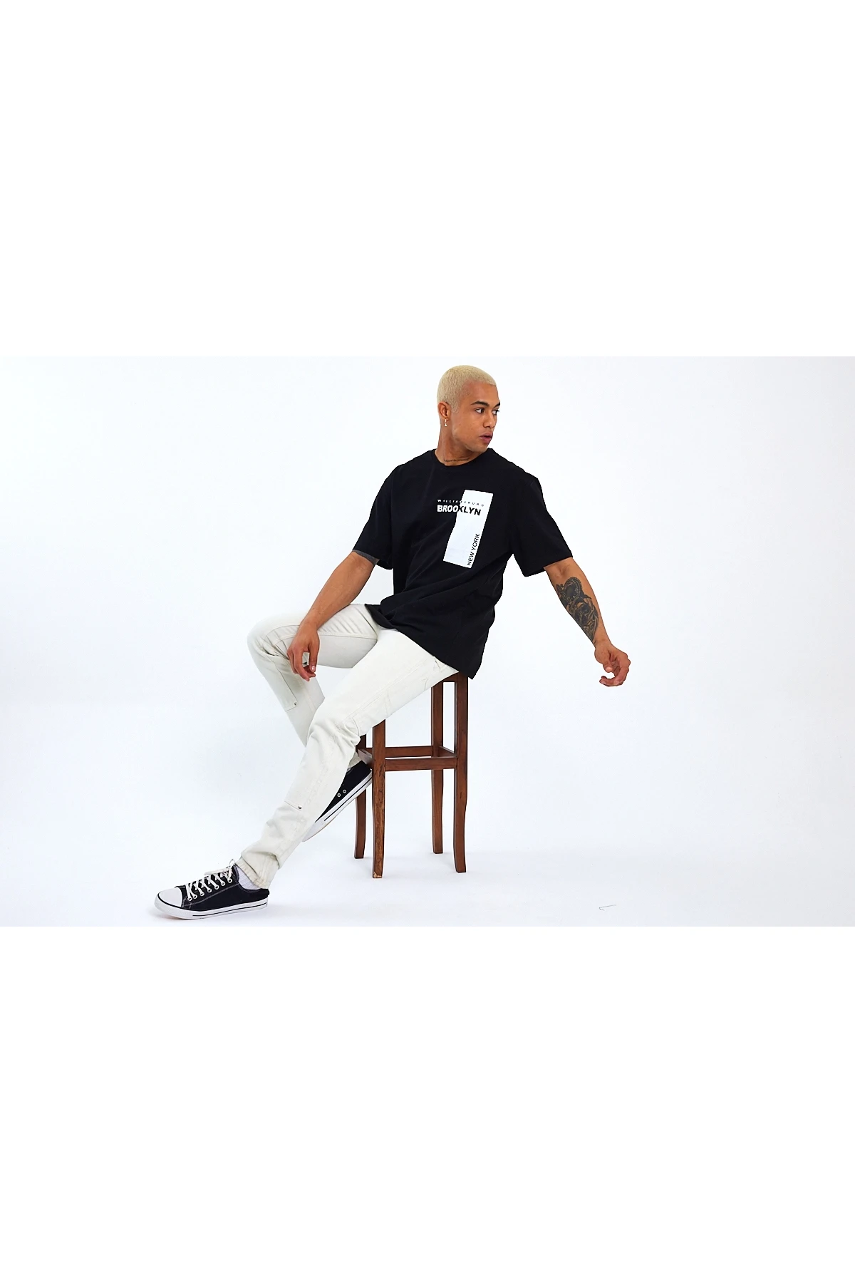 Süperlife Erkek Bisiklet Yaka Slim Fit Baskılı Tişort SPR21Y21 