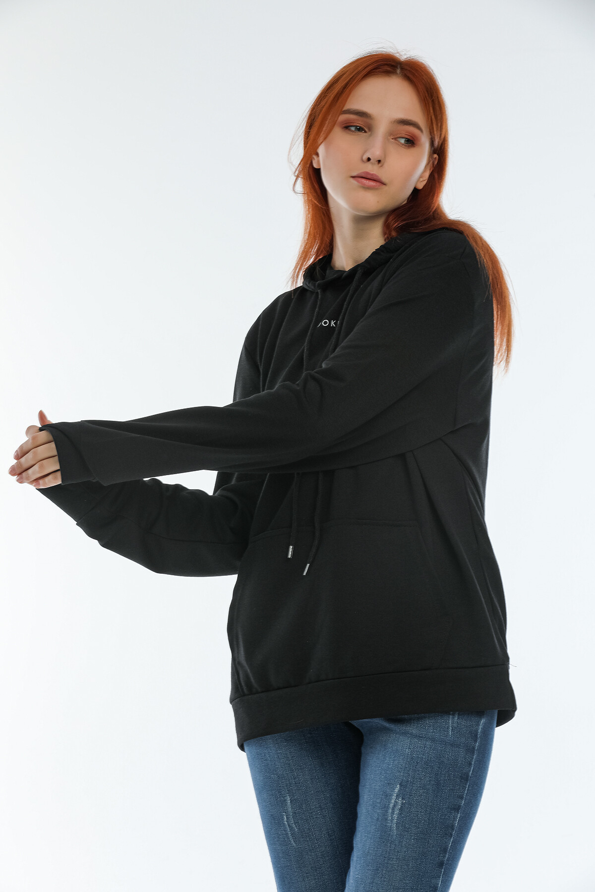 Süperlife Kadın Kapüşonlu Oversize Brooklyn Baskılı İnce Sweatshirt SPR22SWK161