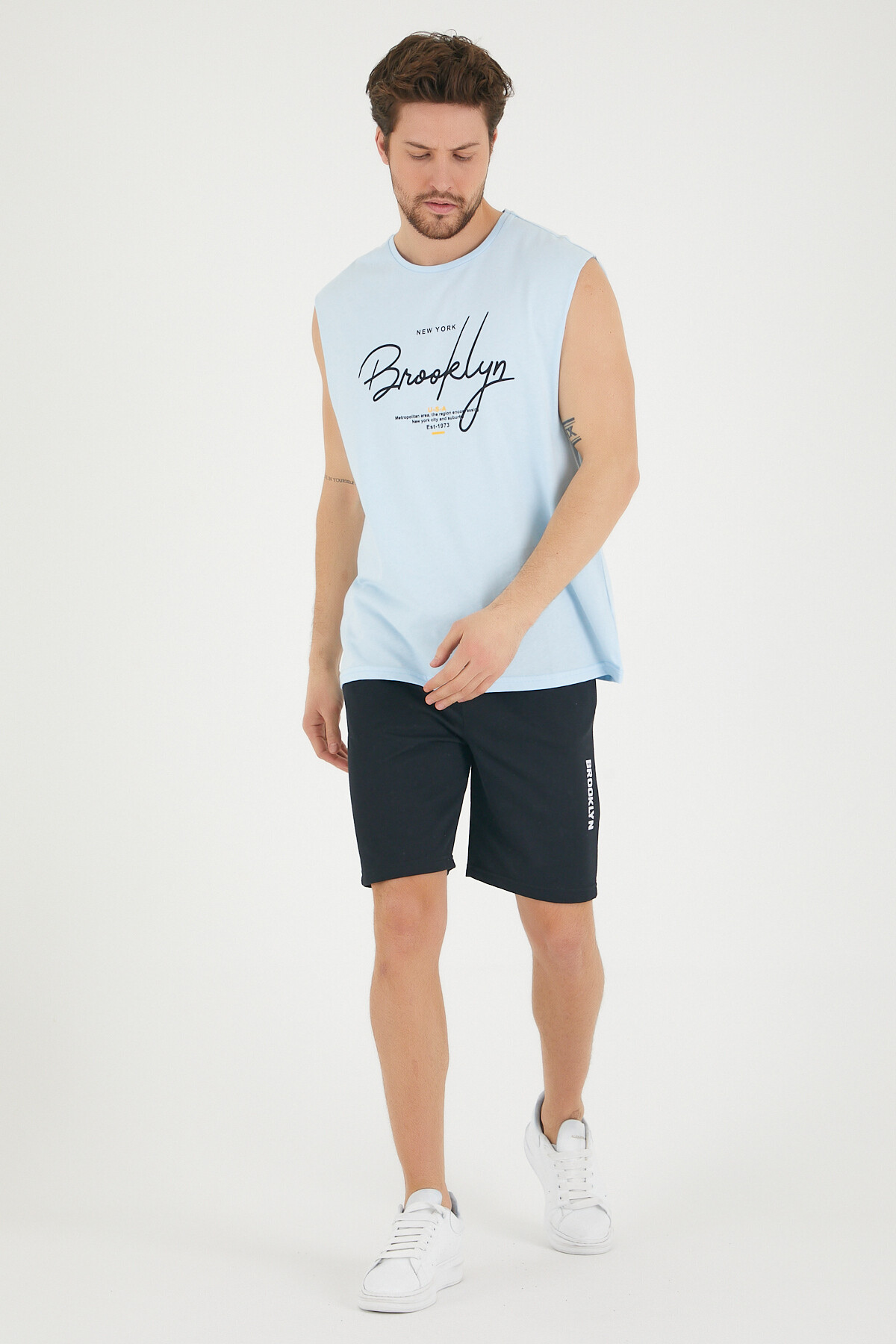 Süperlife Erkek Bisiklet Yaka Regular Fit Brooklyn Baskılı Tişört SPR22TS115