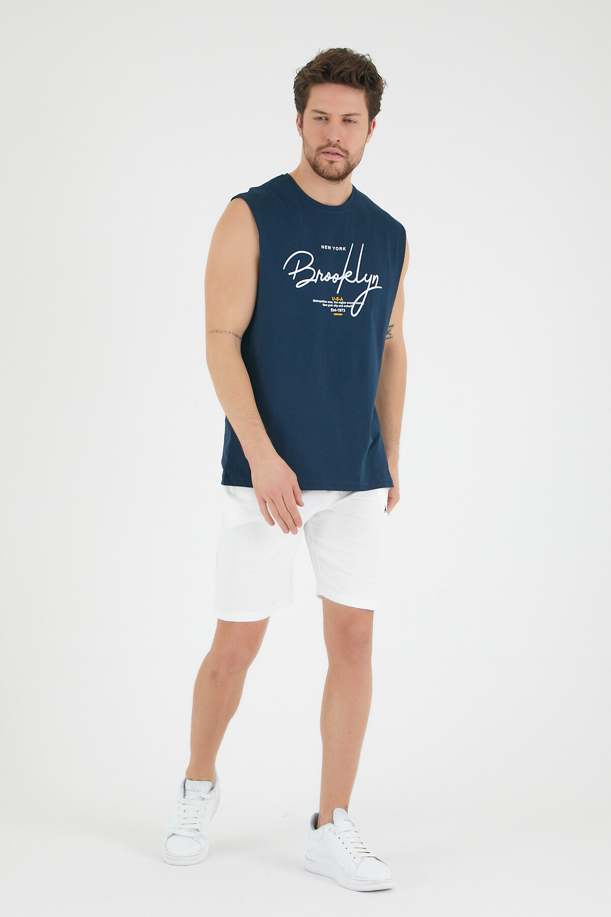 Süperlife Erkek Bisiklet Yaka Regular Fit Brooklyn Baskılı Tişört SPR22TS115