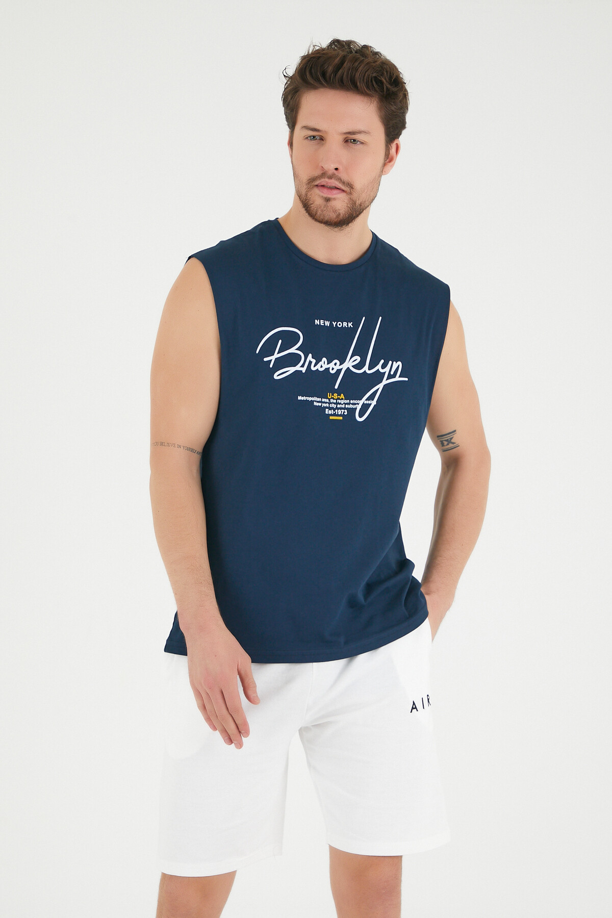 Süperlife Erkek Bisiklet Yaka Regular Fit Brooklyn Baskılı Tişört SPR22TS115