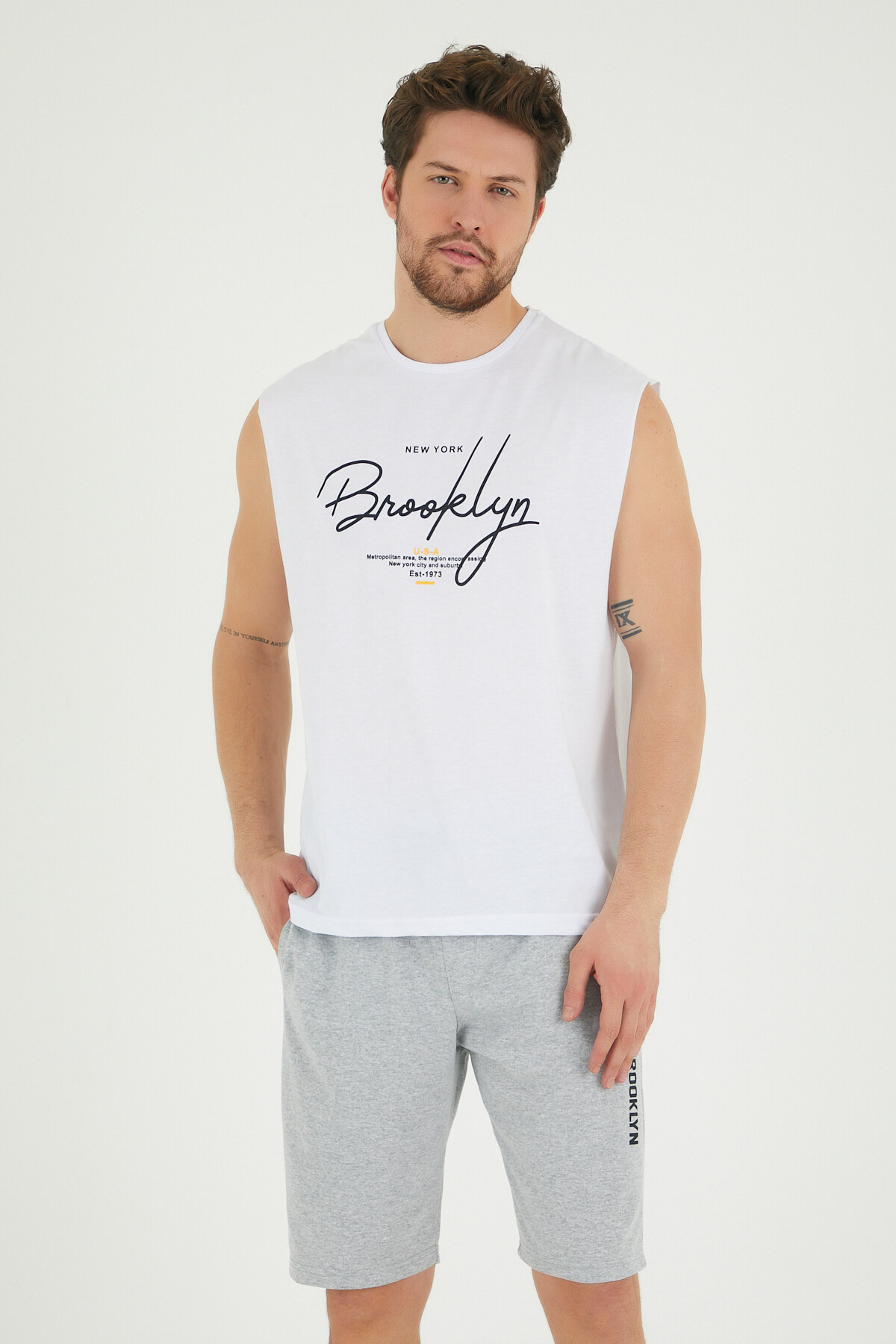 Süperlife Erkek Bisiklet Yaka Regular Fit Brooklyn Baskılı Tişört SPR22TS115