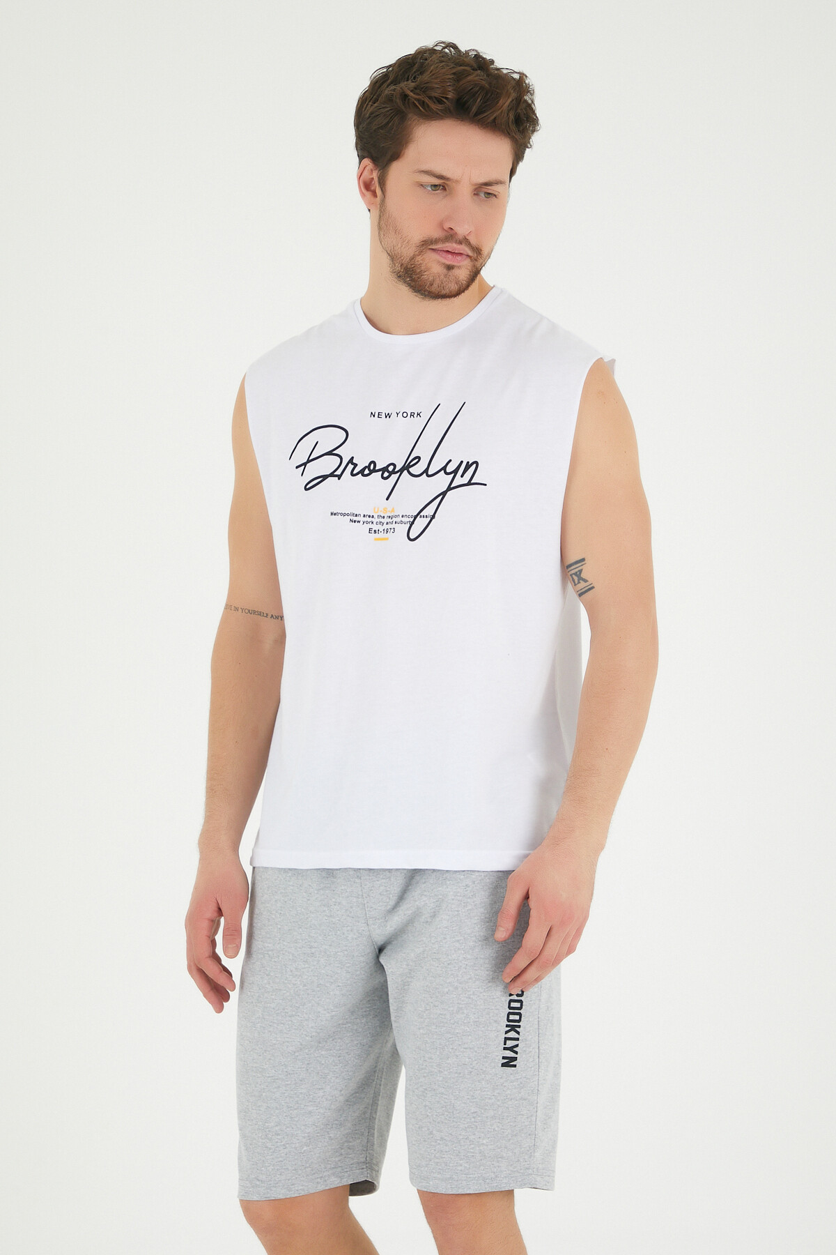 Süperlife Erkek Bisiklet Yaka Regular Fit Brooklyn Baskılı Tişört SPR22TS115