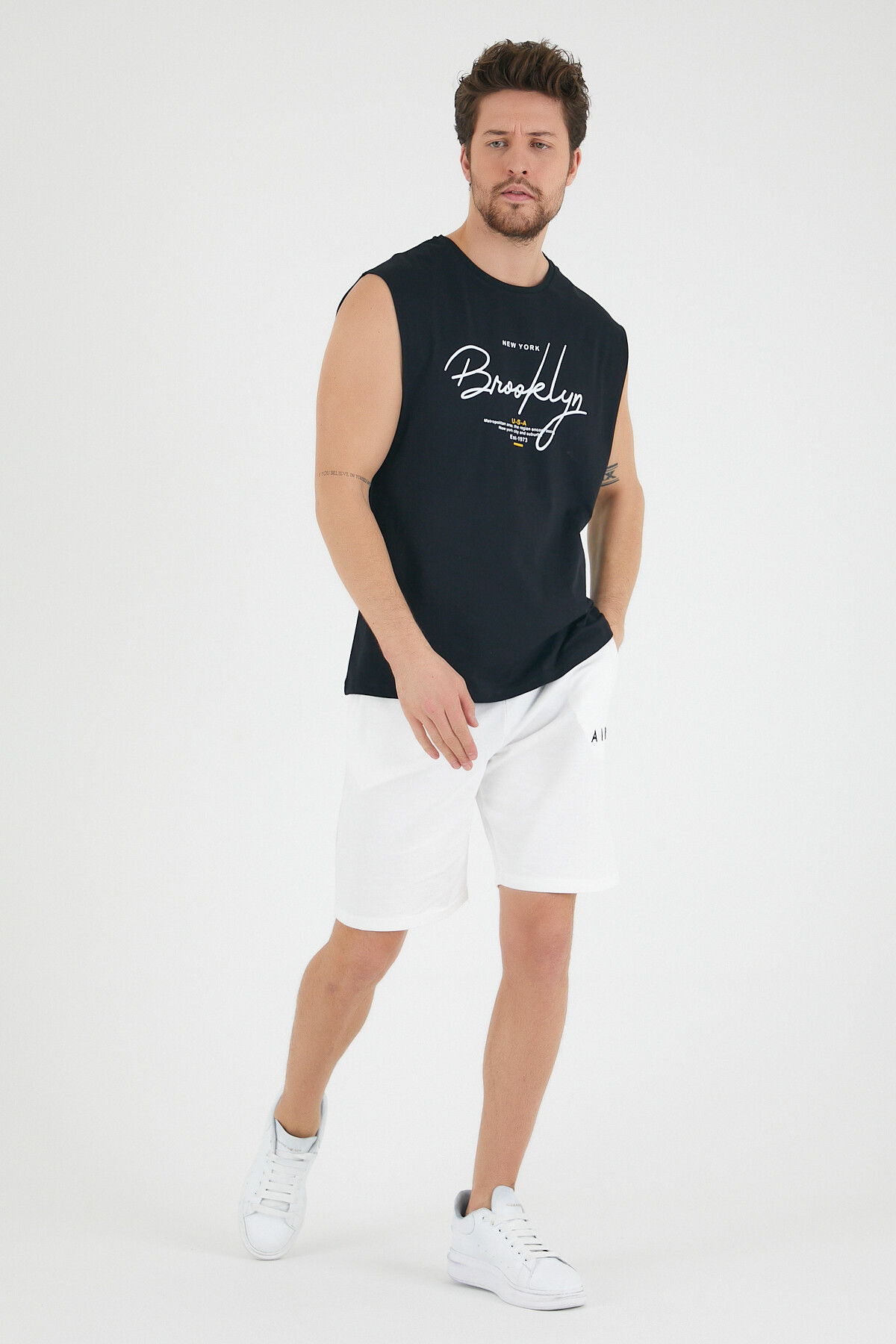 Süperlife Erkek Bisiklet Yaka Regular Fit Brooklyn Baskılı Tişört SPR22TS115