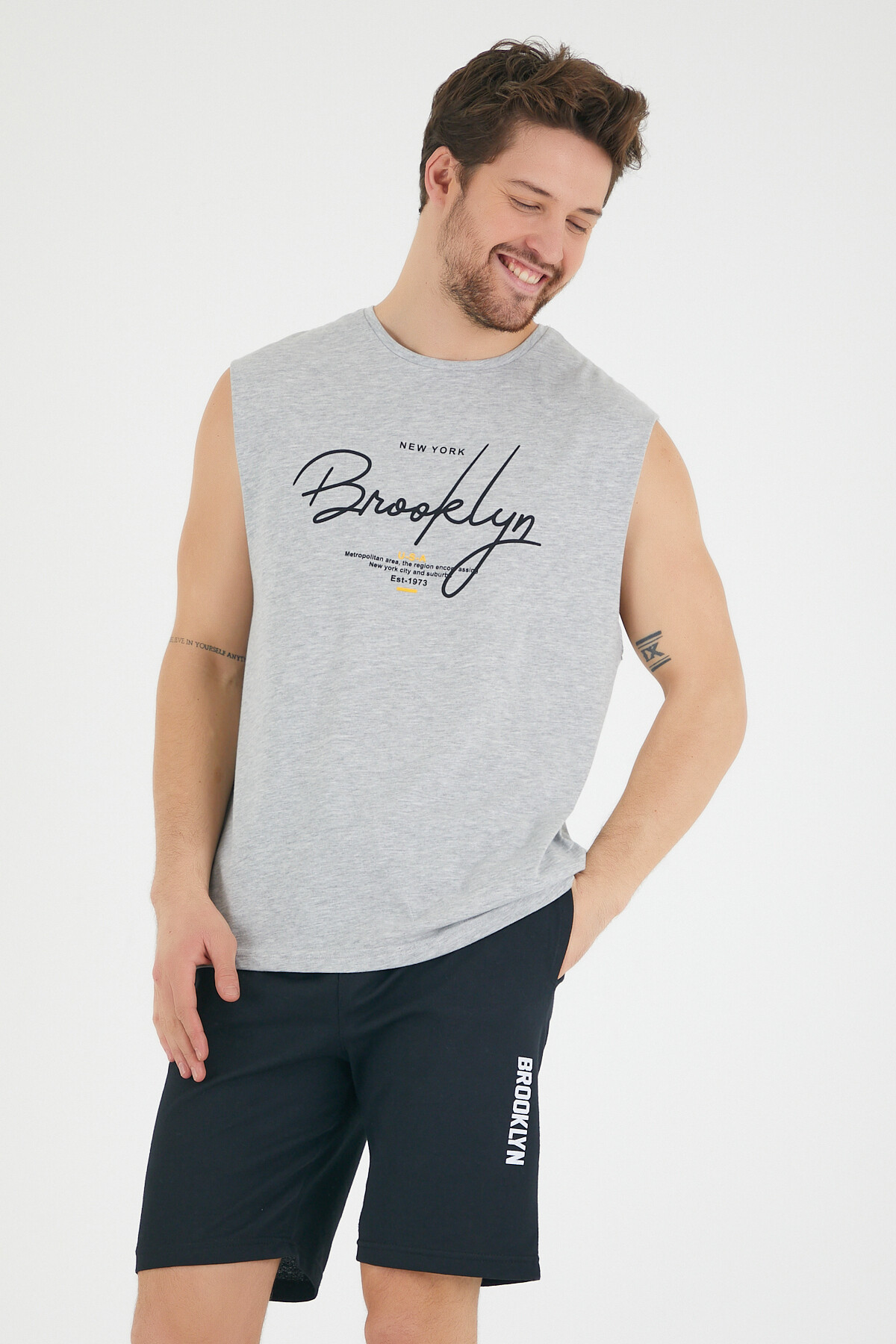 Süperlife Erkek Bisiklet Yaka Regular Fit Brooklyn Baskılı Tişört SPR22TS115