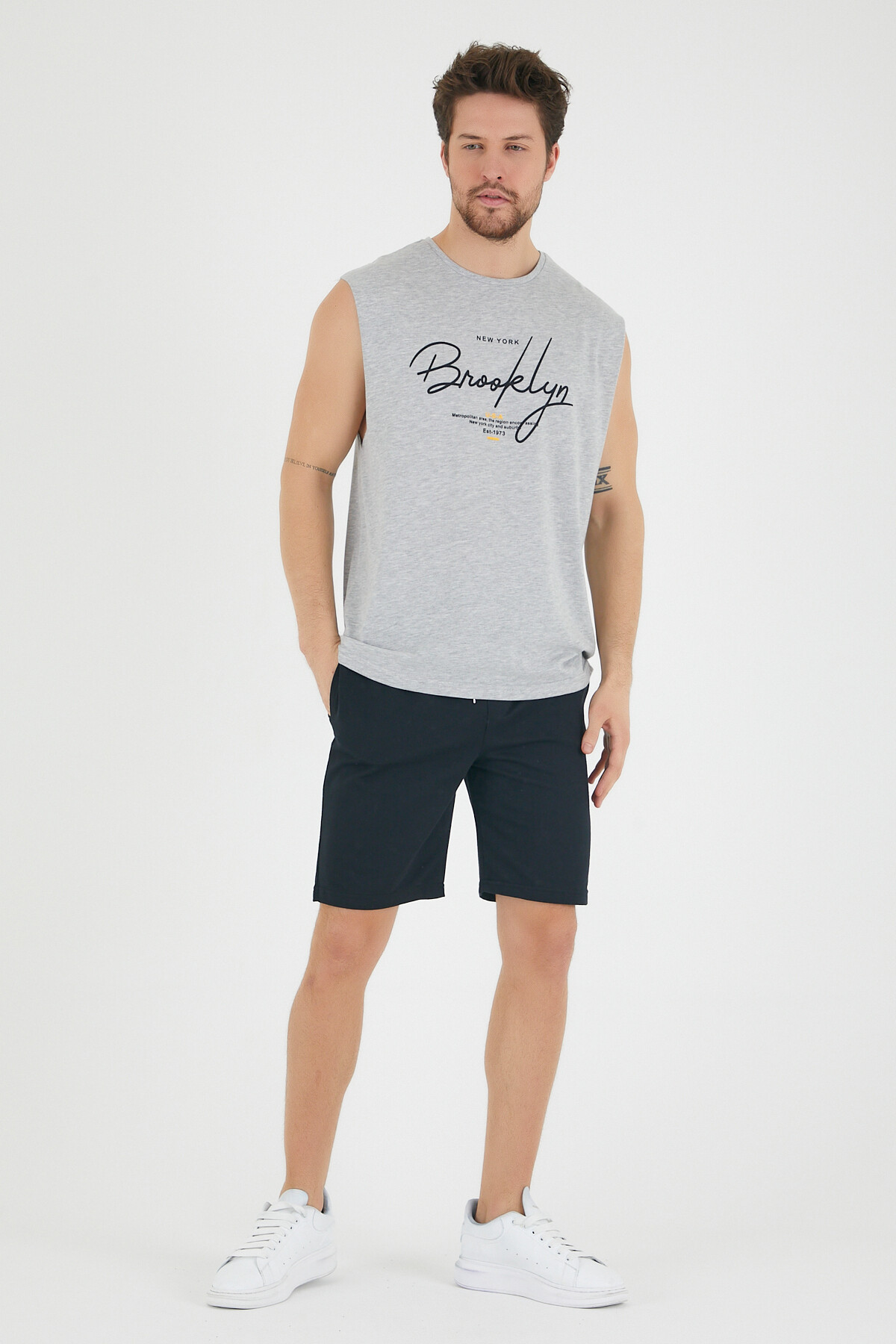 Süperlife Erkek Bisiklet Yaka Regular Fit Brooklyn Baskılı Tişört SPR22TS115