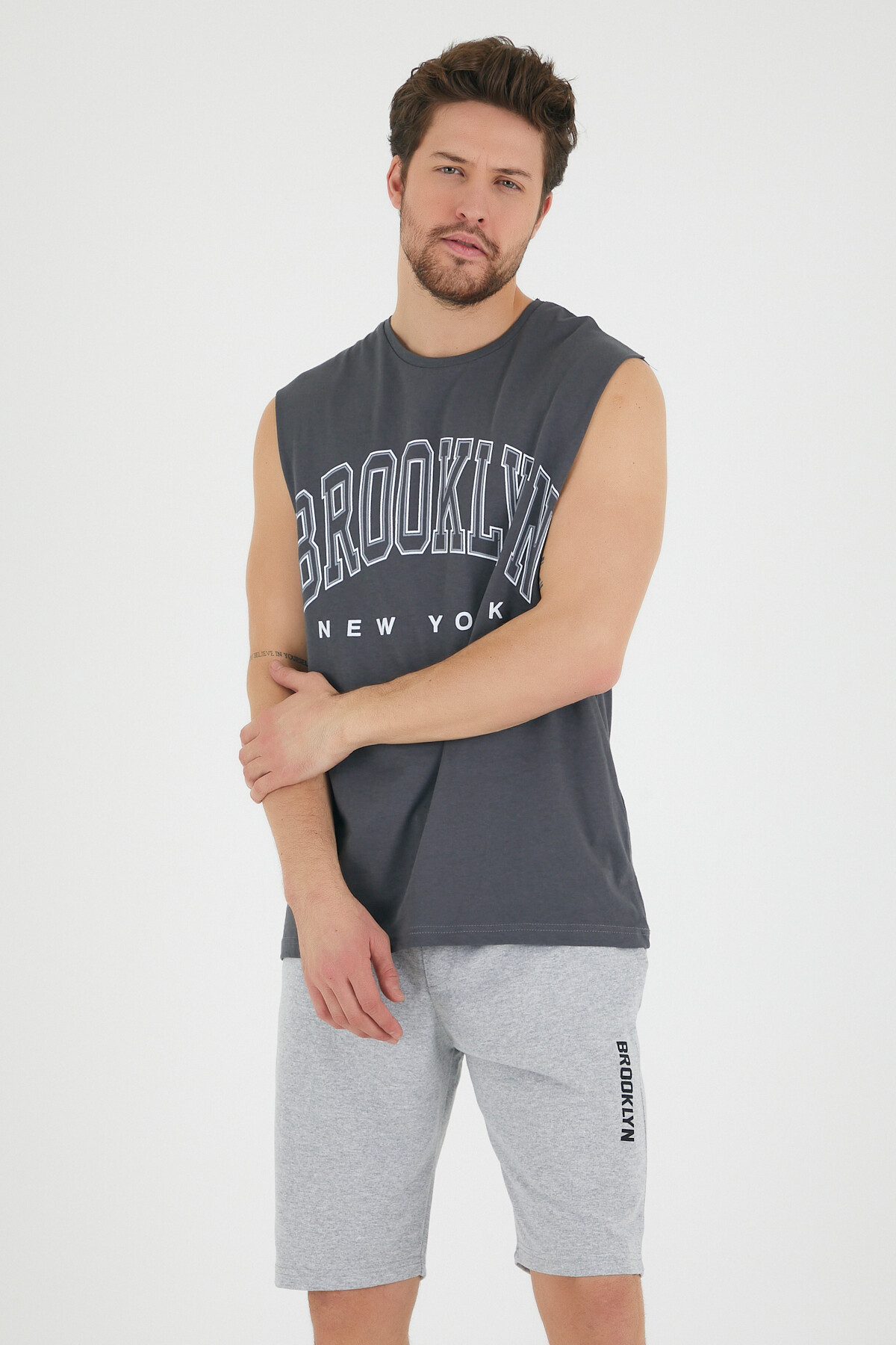 Süperlife Erkek Bisiklet Yaka Regular Fit  Brooklyn Baskılı  Tişört SPR22TS116