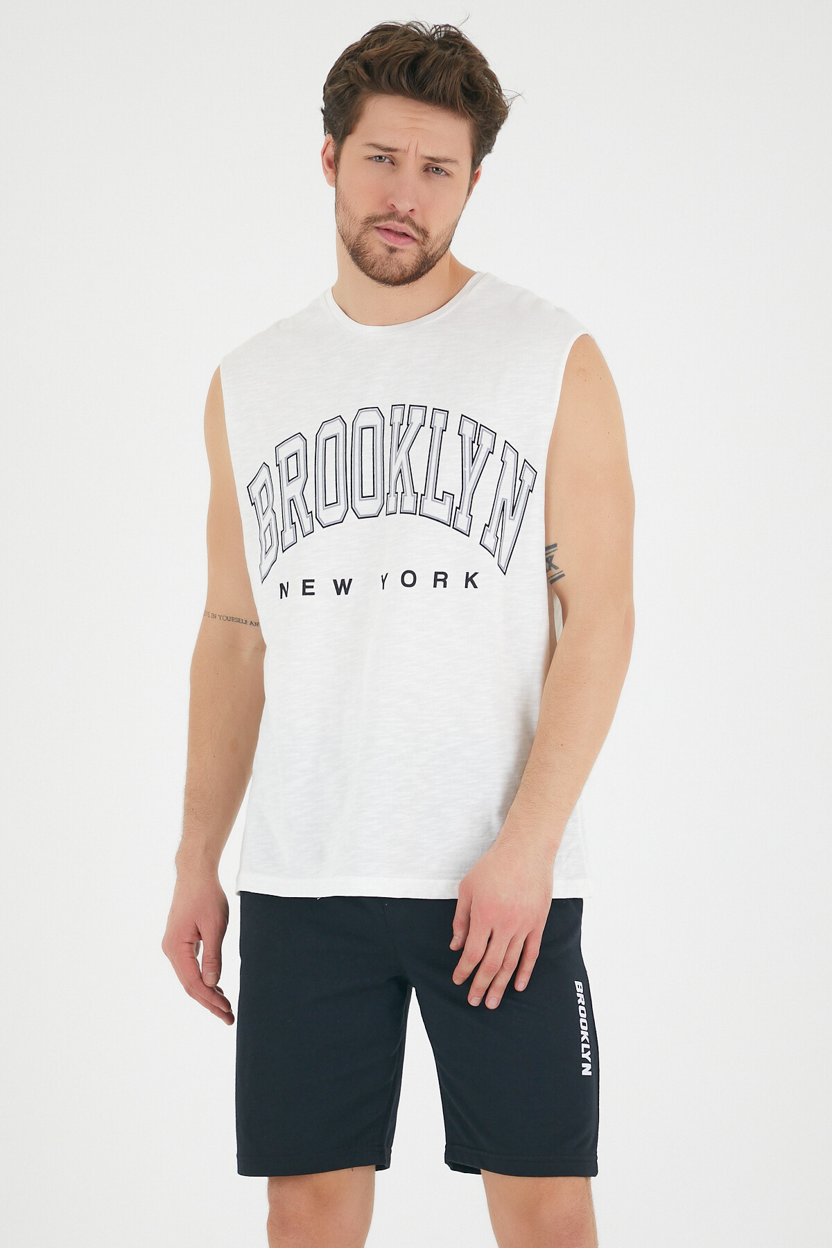 Süperlife Erkek Bisiklet Yaka Regular Fit  Brooklyn Baskılı  Tişört SPR22TS116