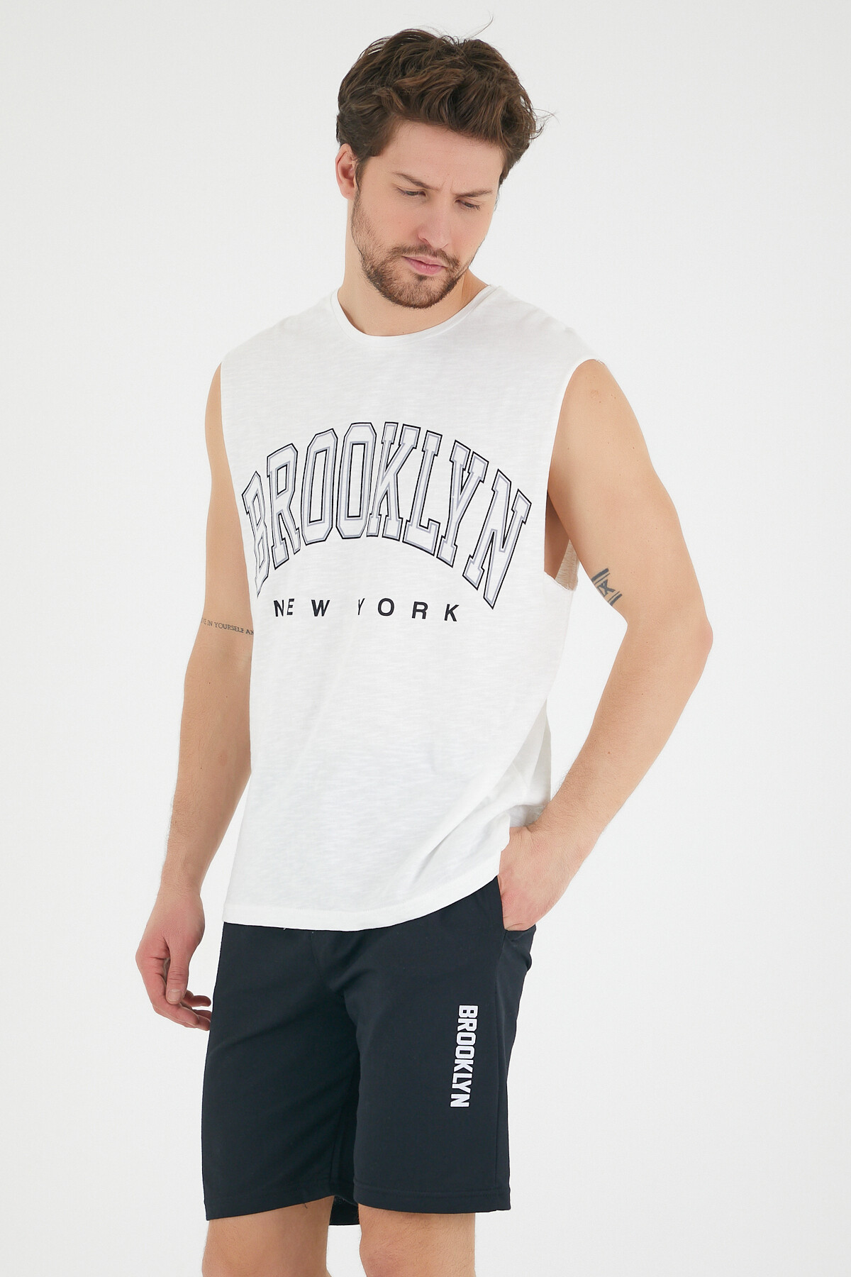 Süperlife Erkek Bisiklet Yaka Regular Fit  Brooklyn Baskılı  Tişört SPR22TS116