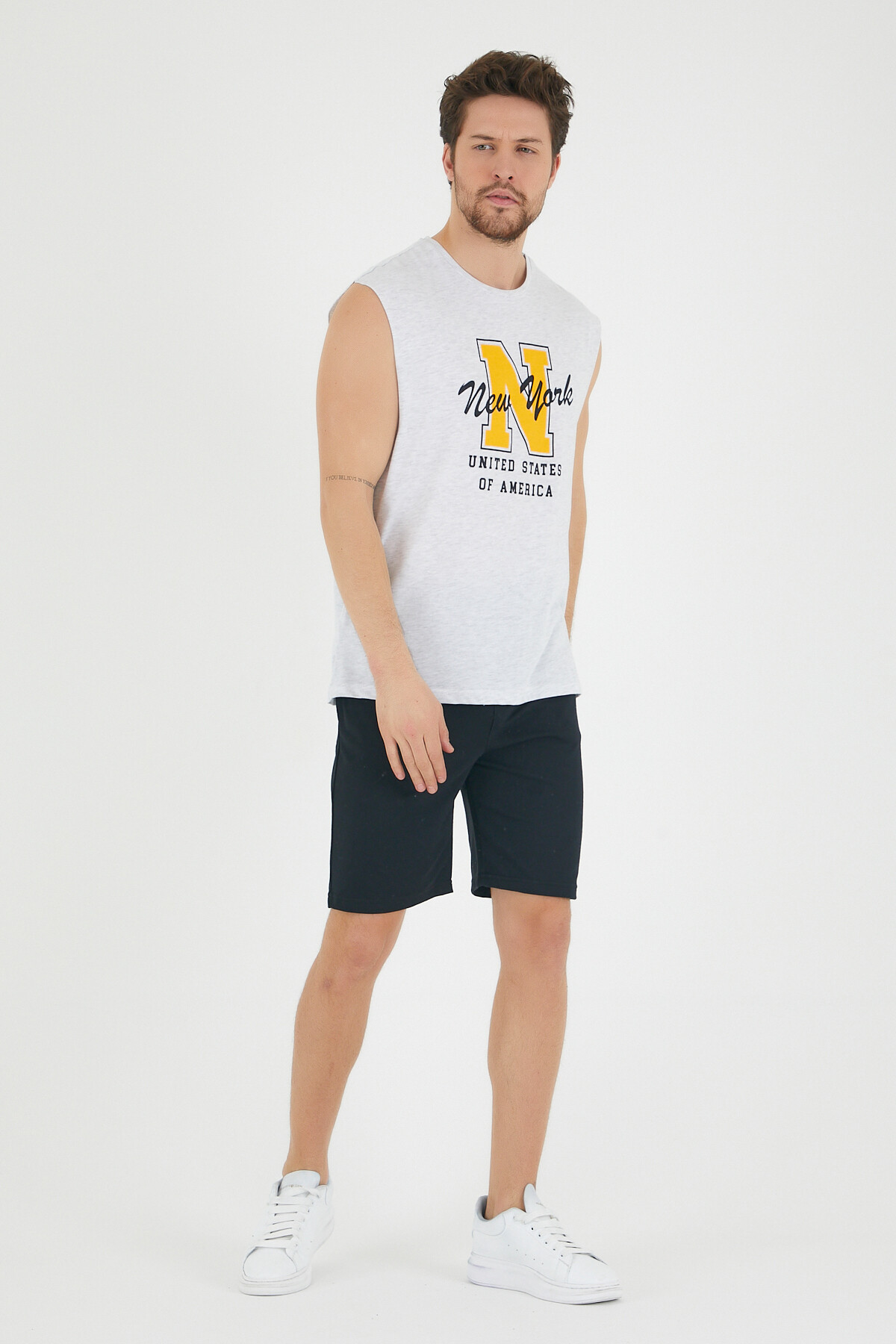 Süperlife Erkek Bisiklet Yaka Regular Fit N Baskılı Tişört SPR22TS117
