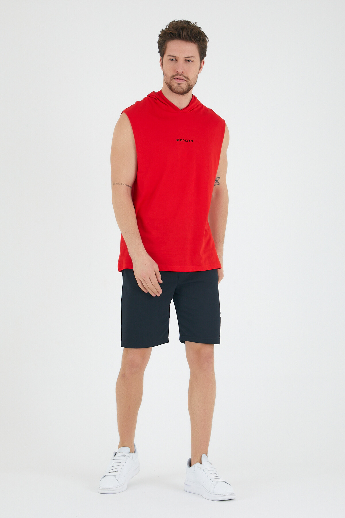 Süperlife Erkek Kapşonlu Regular Fit Brooklyn Baskılı Tişört SPR22TS121