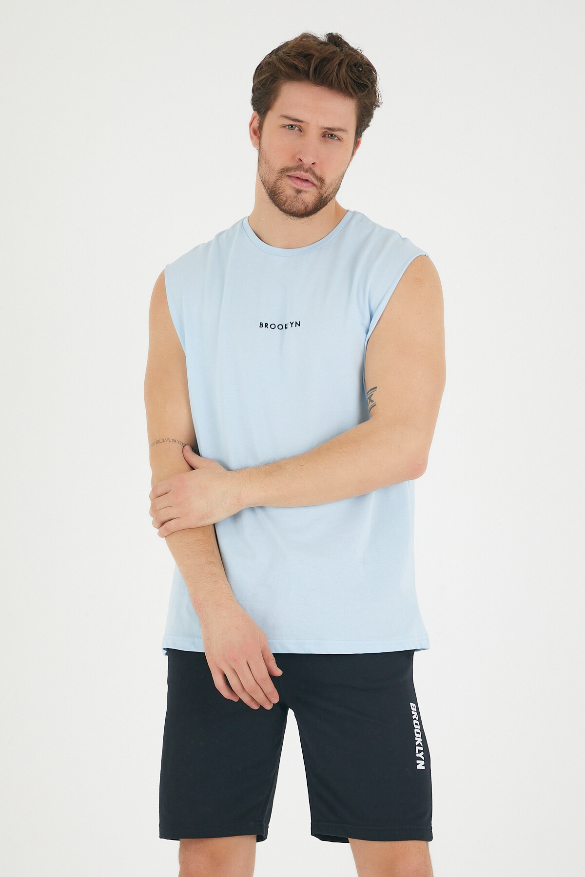 Süperlife Erkek Bisiklet Yaka Regular Fit Brooklyn Baskılı  Tişört SPR22TS122