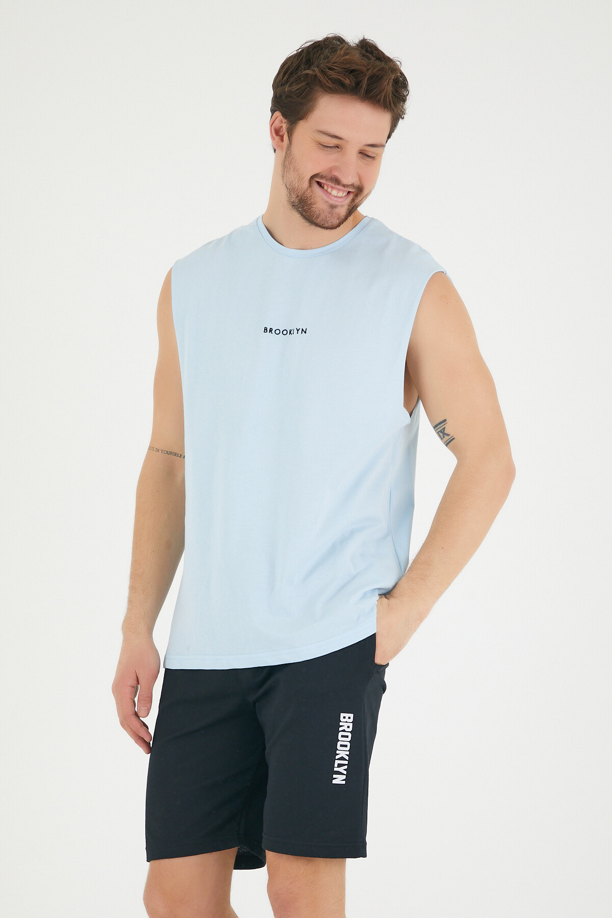 Süperlife Erkek Bisiklet Yaka Regular Fit Brooklyn Baskılı  Tişört SPR22TS122