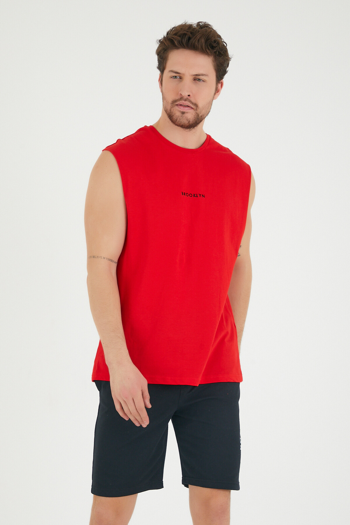 Süperlife Erkek Bisiklet Yaka Regular Fit Brooklyn Baskılı  Tişört SPR22TS122