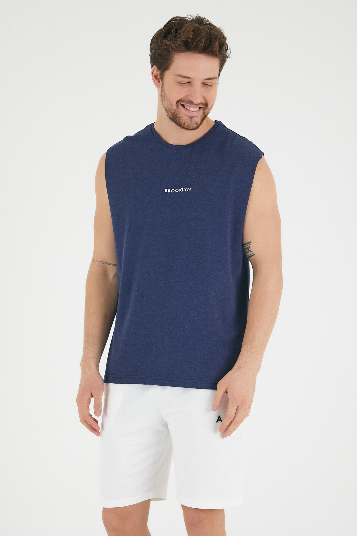 Süperlife Erkek Bisiklet Yaka Regular Fit Brooklyn Baskılı  Tişört SPR22TS122