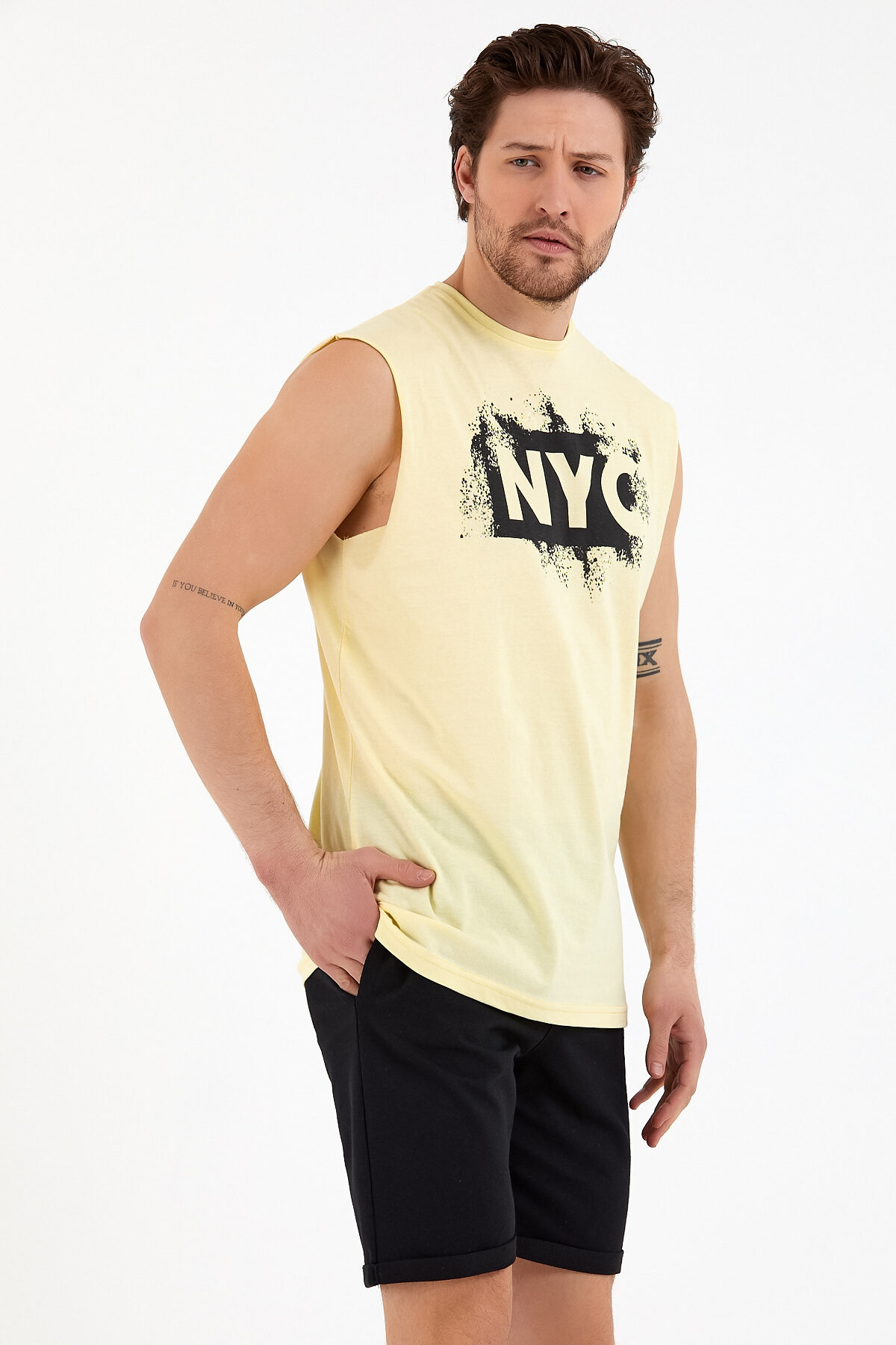 Süperlife Erkek Bisiklet Yaka Regular Fit NYC Baskılı Tişort SPR22TS124