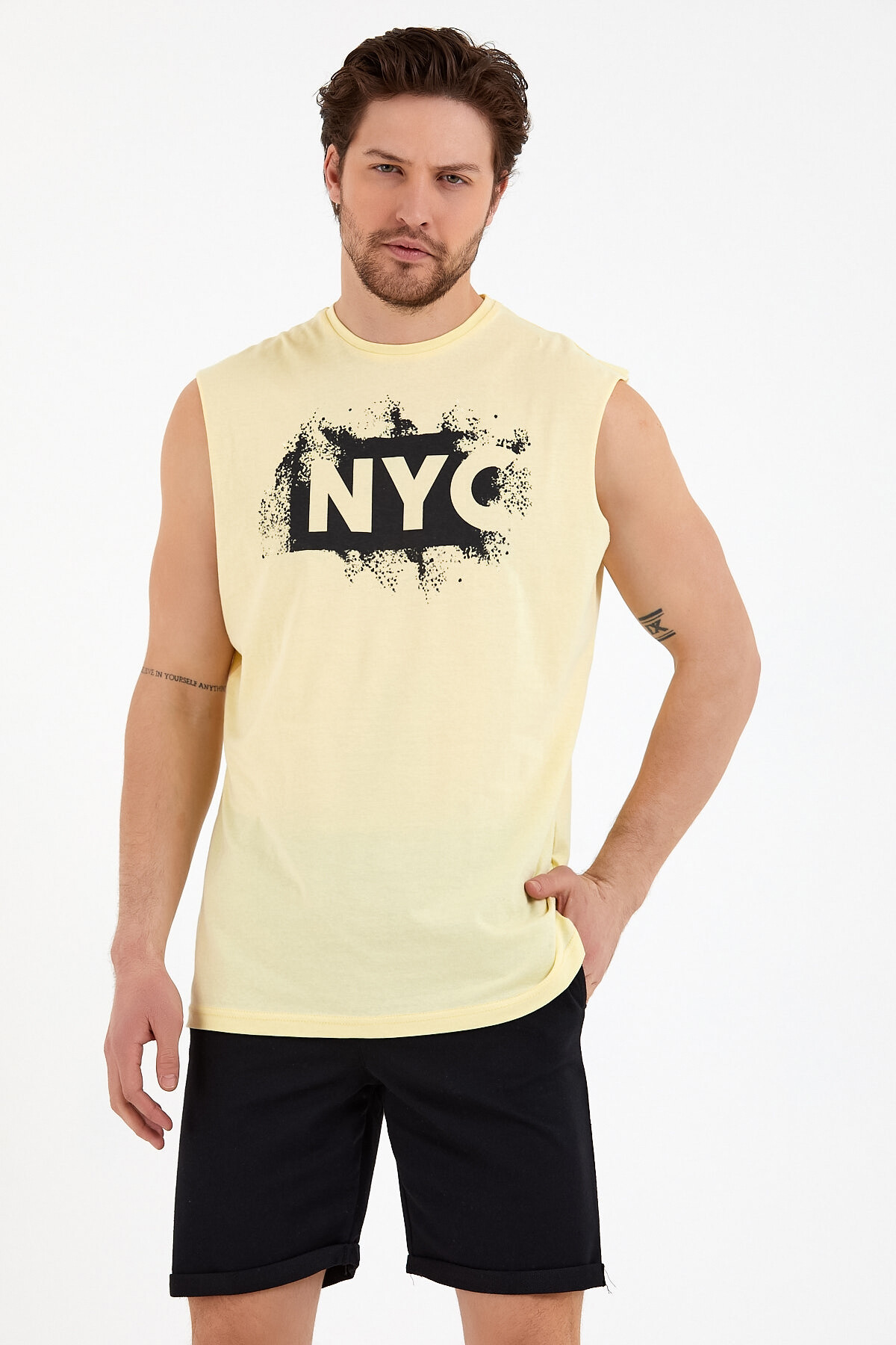 Süperlife Erkek Bisiklet Yaka Regular Fit NYC Baskılı Tişort SPR22TS124