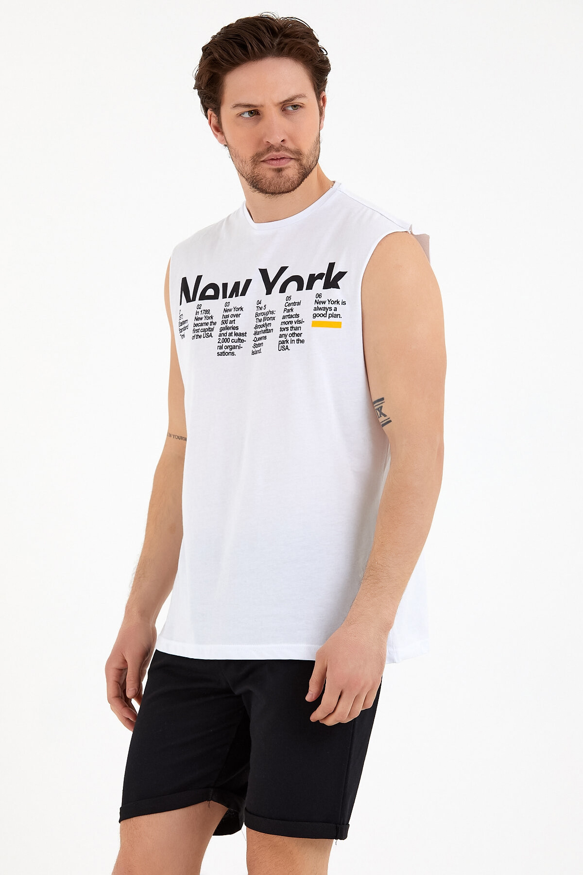 Süperlife Erkek Bisiklet Yaka Regular Fit New York Baskılı Tişort SPR22TS125