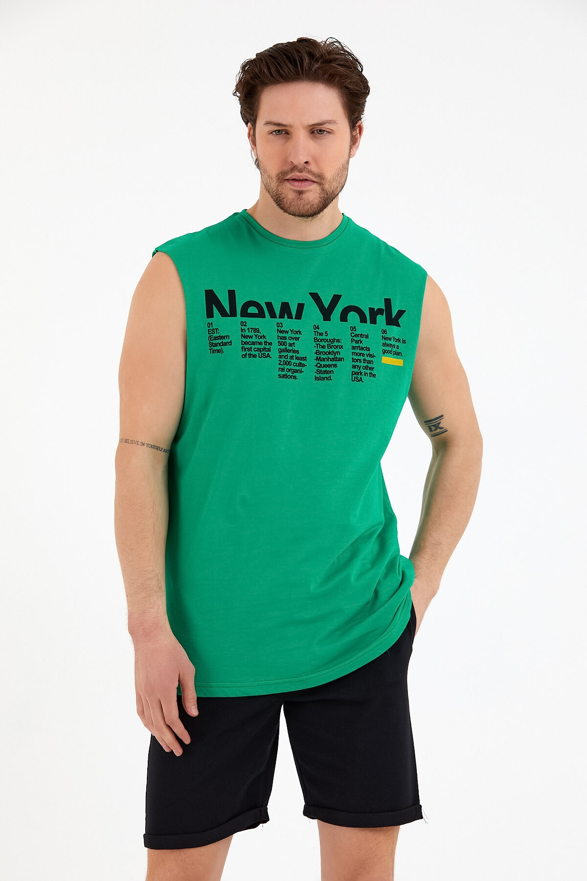Süperlife Erkek Bisiklet Yaka Regular Fit New York Baskılı Tişort SPR22TS125
