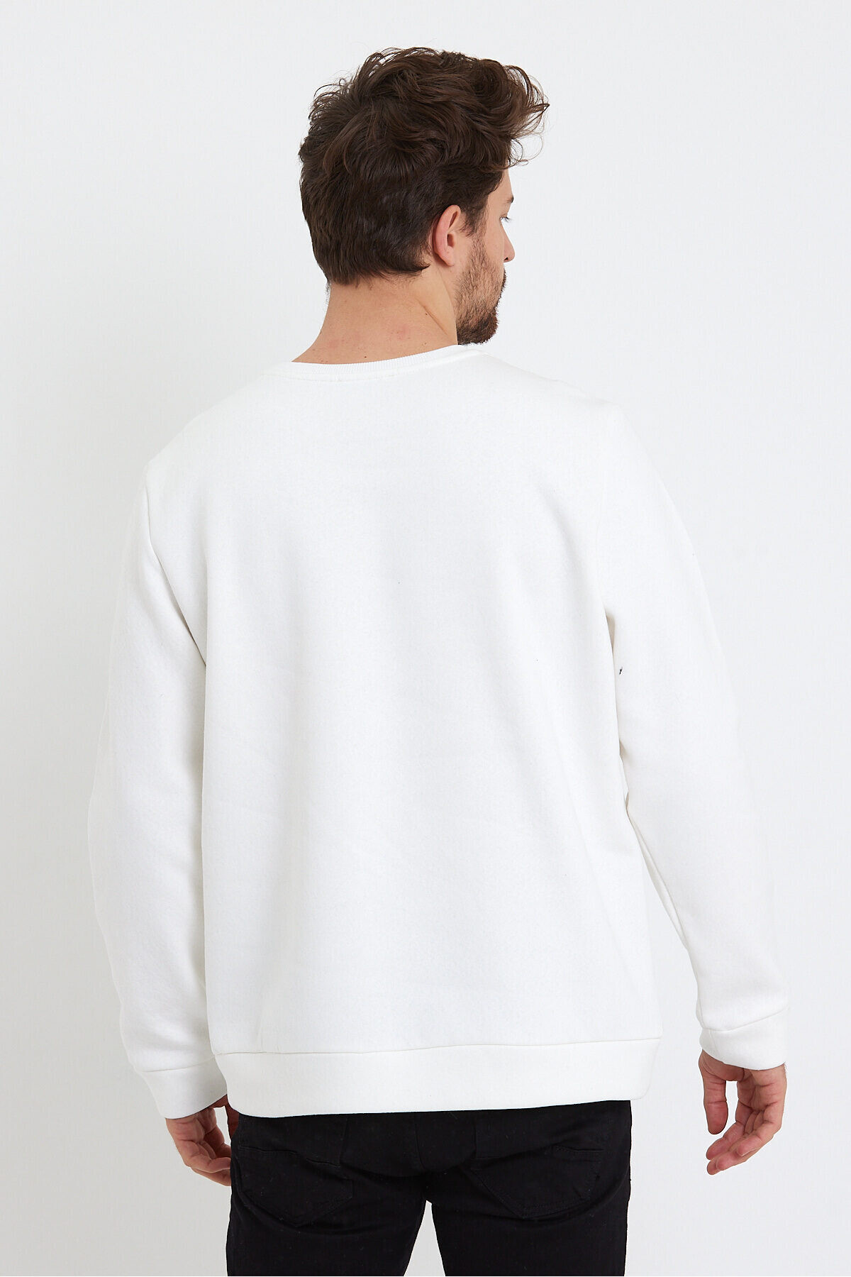 Süperlife Erkek Bisiklet Yaka Regular Fit Brooklyn Baskılı İnce Sweatshirt SPR23SW330