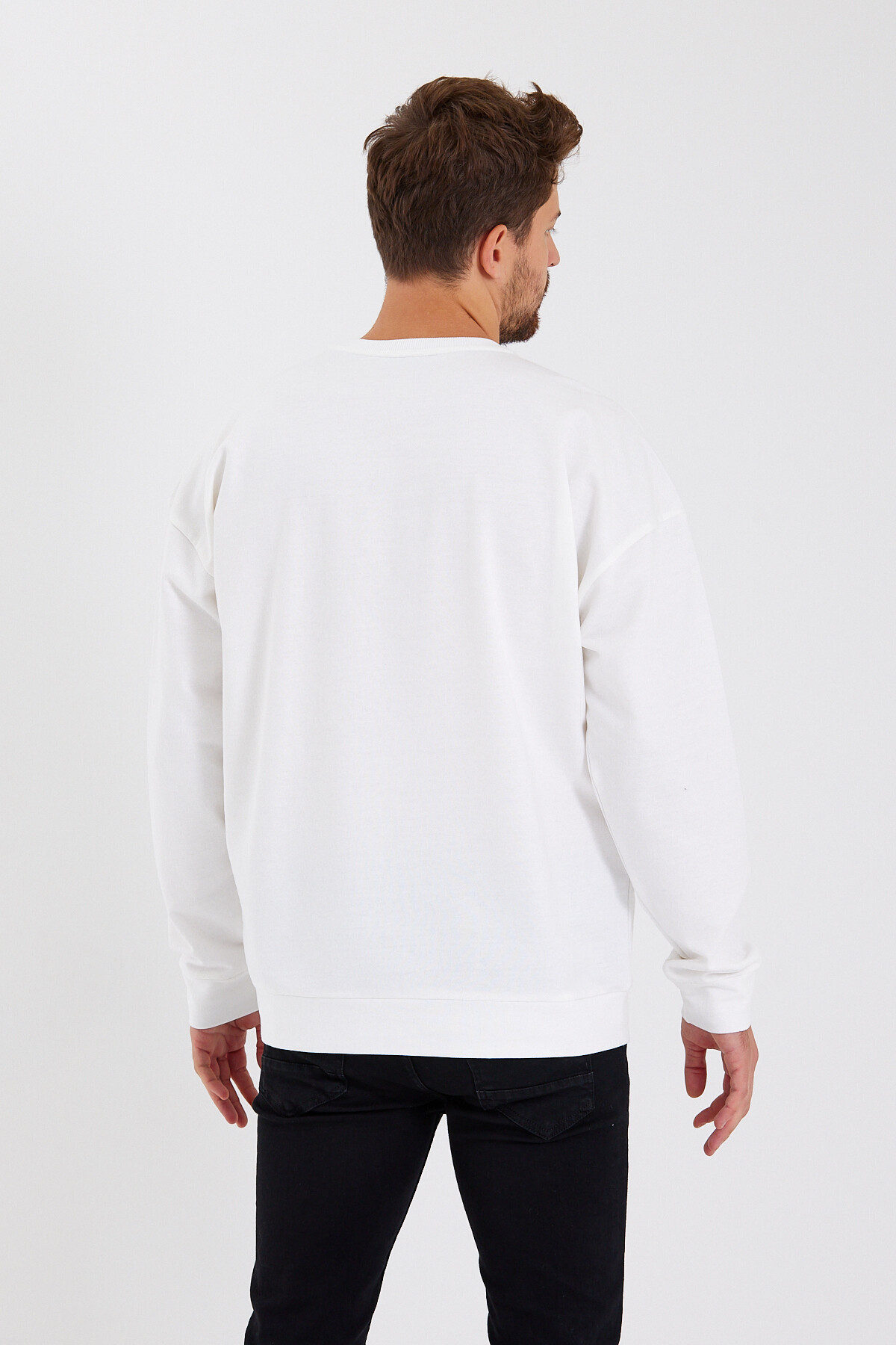 Süperlife Erkek Bisiklet Yaka Regular Fit  El Yazılı Brooklyn İnce Sweatshirt SPR23SW331