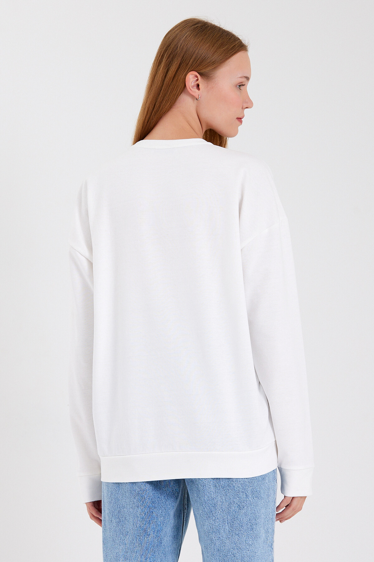 Süperlife Kadın Bisiklet Yaka Regular Fit El Yazılı Brooklyn İnce Sweatshirt SPR23SWK331