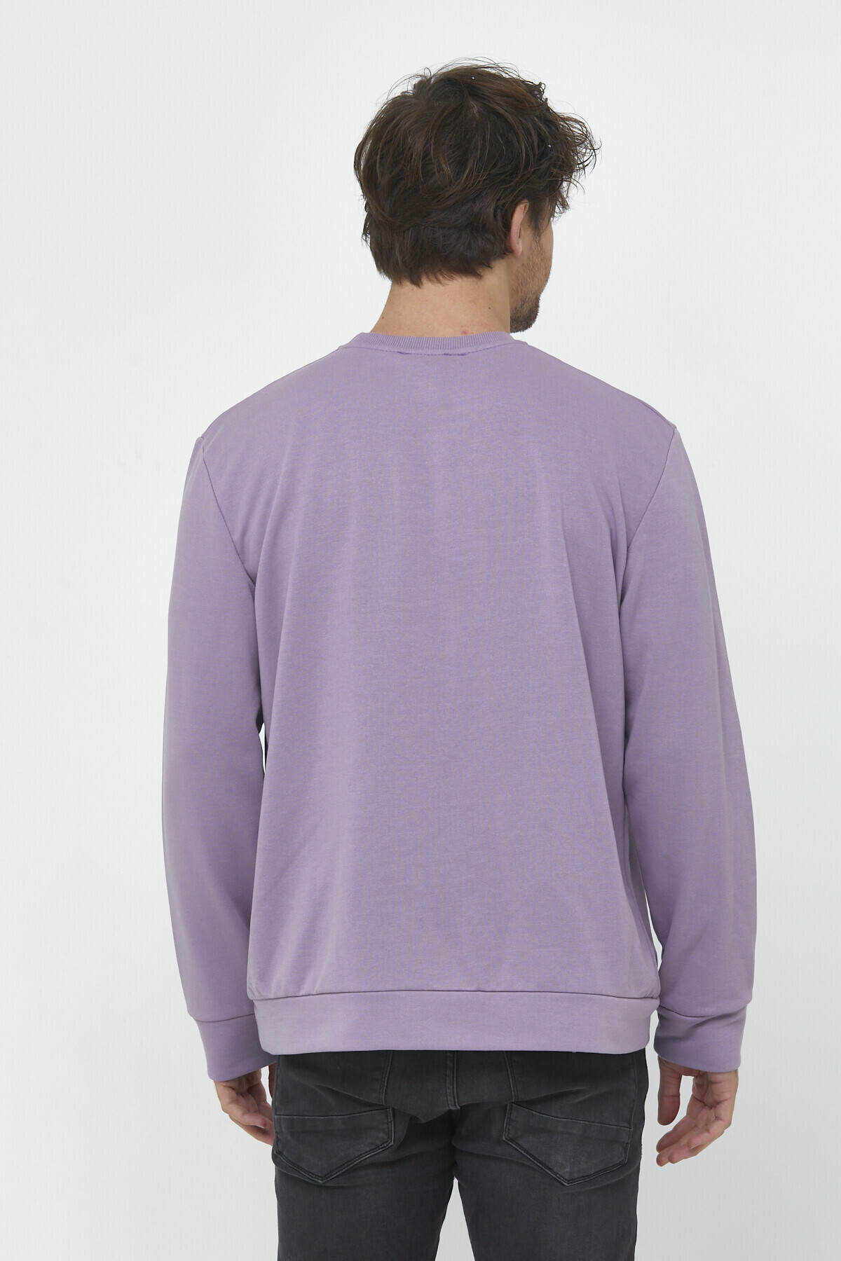 Süperlife Erkek Bisiklet Yaka Regular Fit Brooklyn Baskılı İnce Sweatshirt SPR22SW132