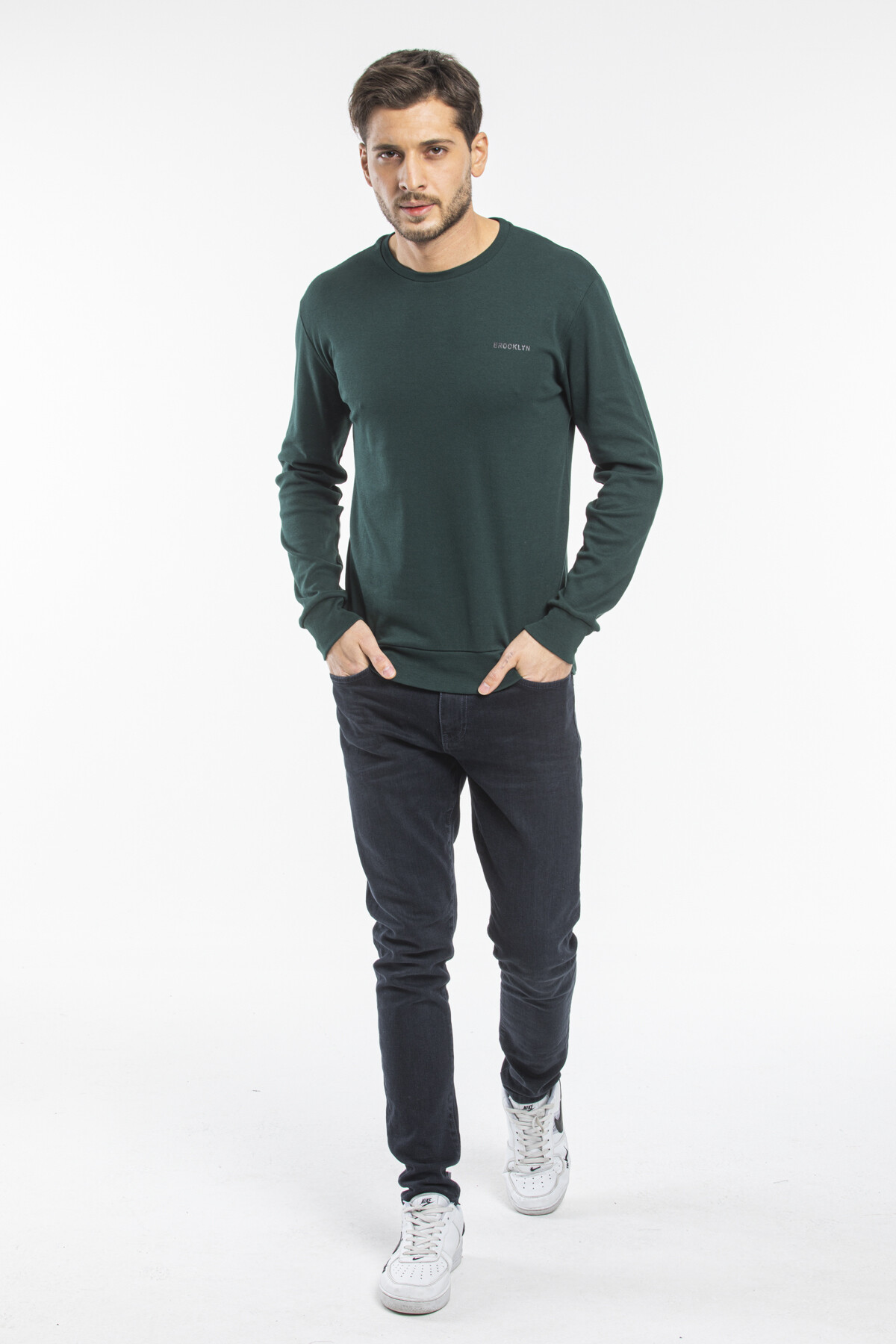 Süperlife Bisiklet Yaka Uzun Kollu Dar Kalıp İnce  Erkek Sweatshirt SPR2019K18