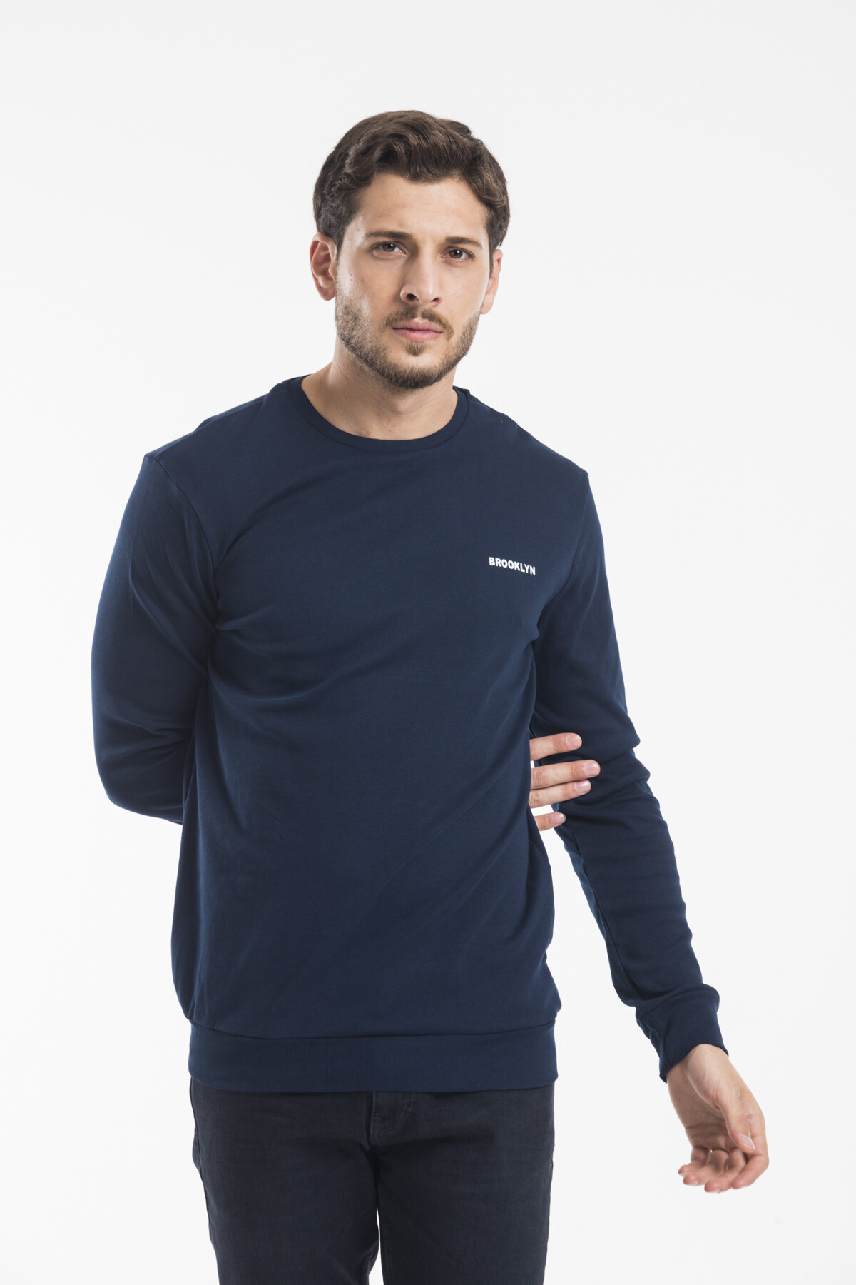 Süperlife Bisiklet Yaka Uzun Kollu Dar Kalıp İnce  Erkek Sweatshirt SPR2019K18