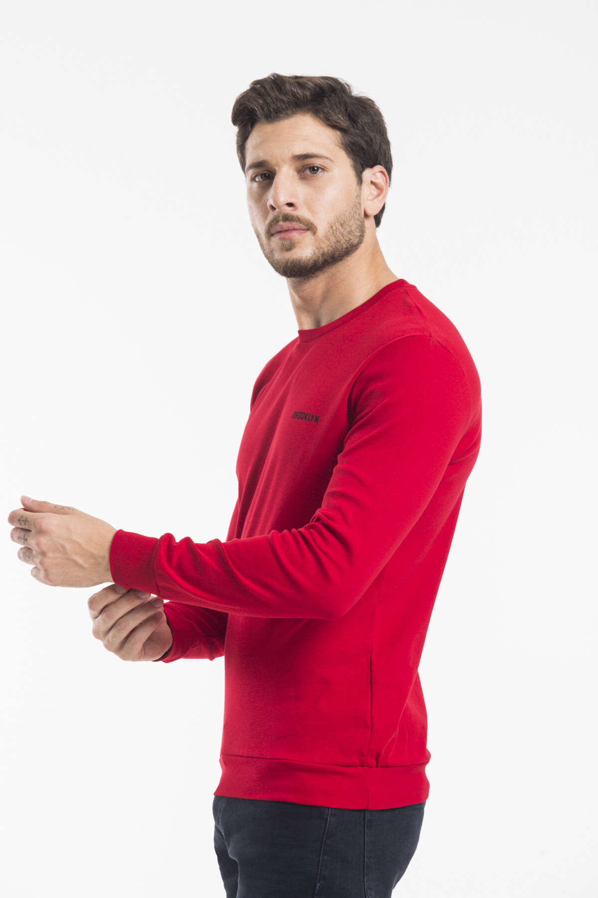 Süperlife Bisiklet Yaka Uzun Kollu Dar Kalıp İnce  Erkek Sweatshirt SPR2019K18