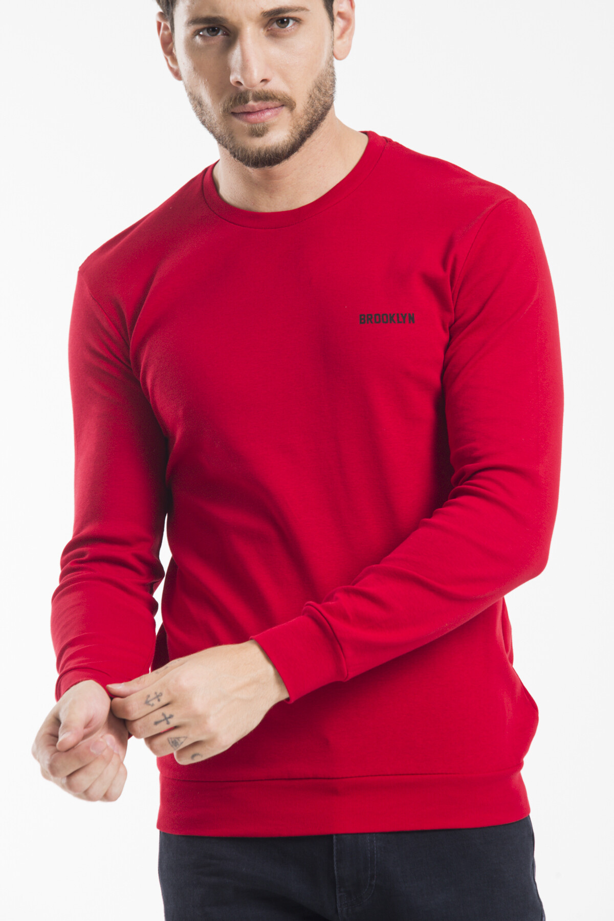 Süperlife Bisiklet Yaka Uzun Kollu Dar Kalıp İnce  Erkek Sweatshirt SPR2019K18