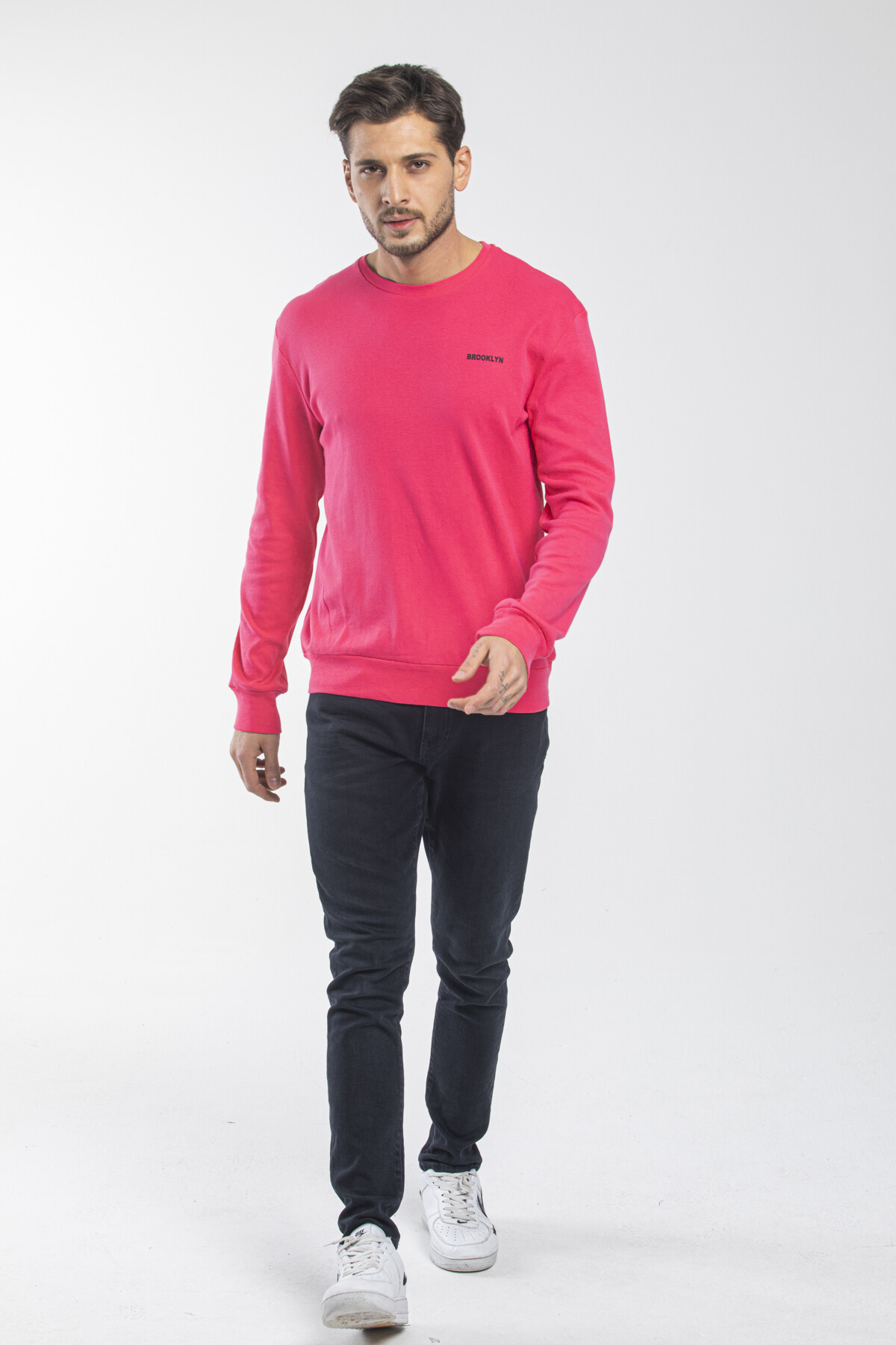 Süperlife Bisiklet Yaka Uzun Kollu Dar Kalıp İnce  Erkek Sweatshirt SPR2019K18