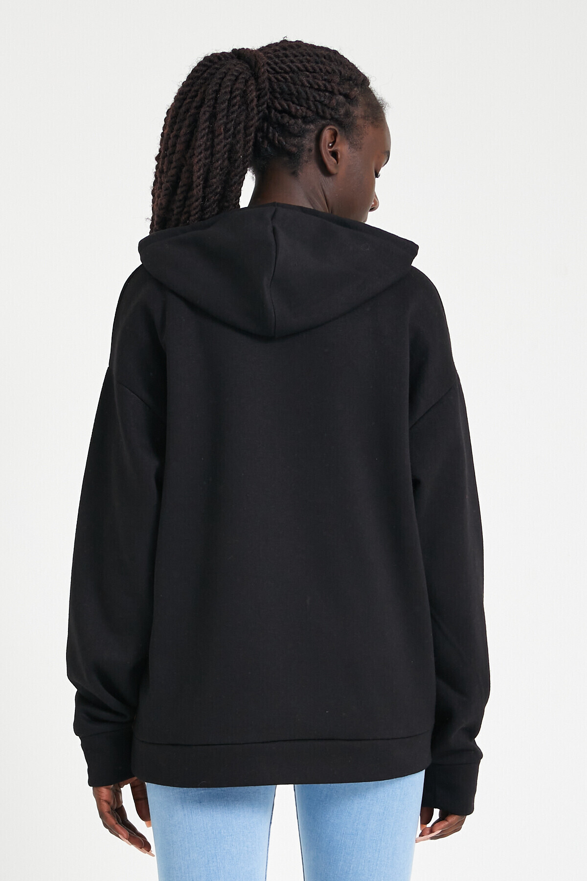 Kadın Kapşonlu Oversize Fit Garnili Sweatshirt SPR22SWK169