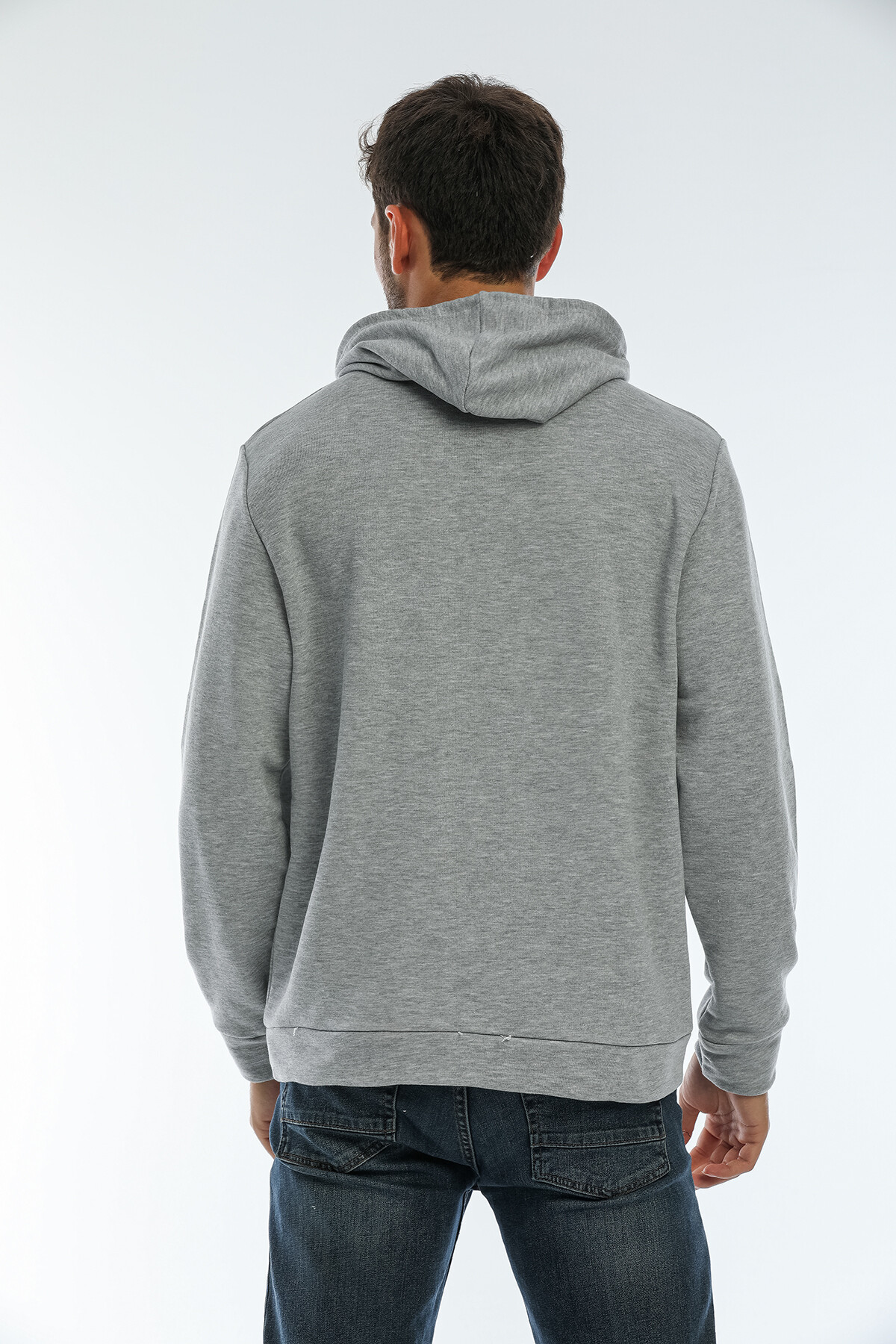 Süperlife Erkek Kapşonlu Regular Fit Air Baskılı İnce Sweatshirt SPR22SW162