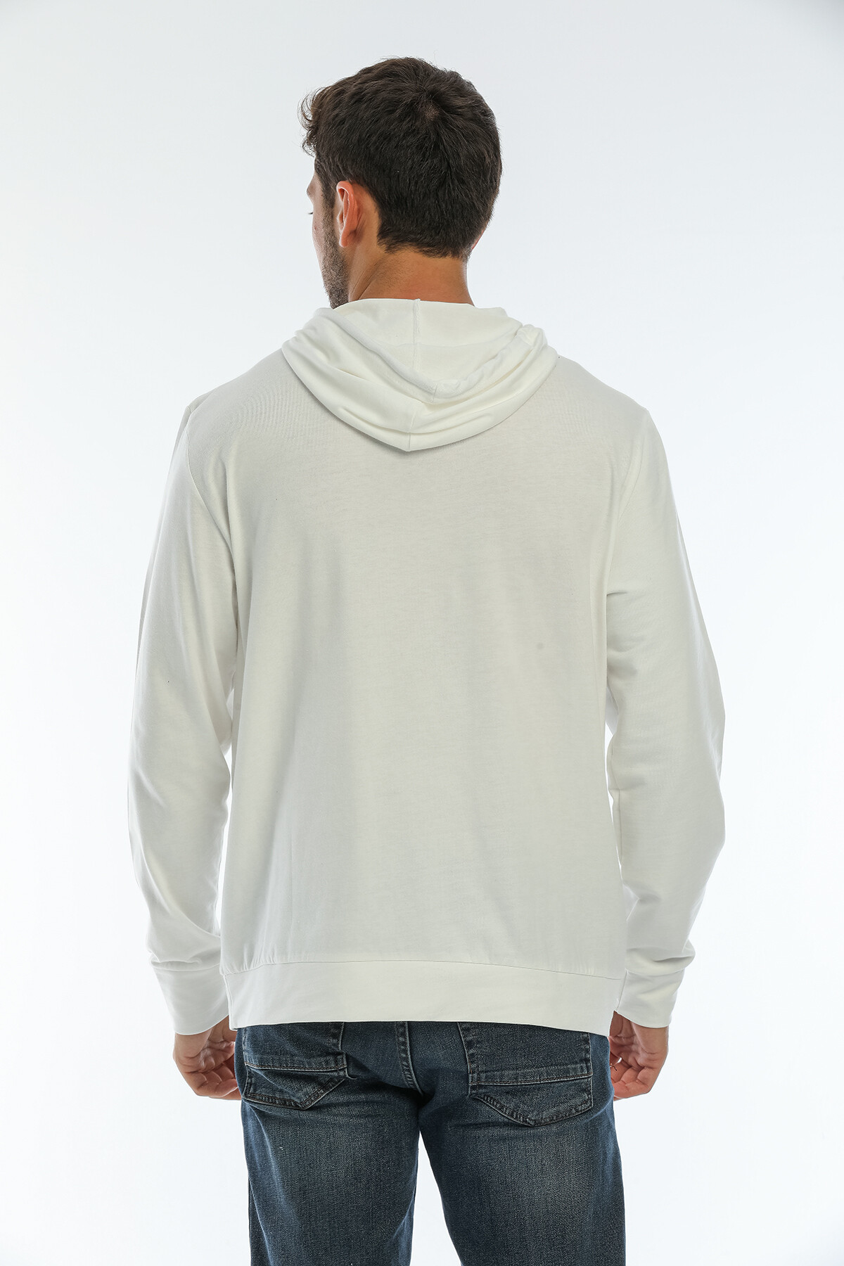 Süperlife Erkek Kapşonlu Regular Fit Air Baskılı İnce Sweatshirt SPR22SW162