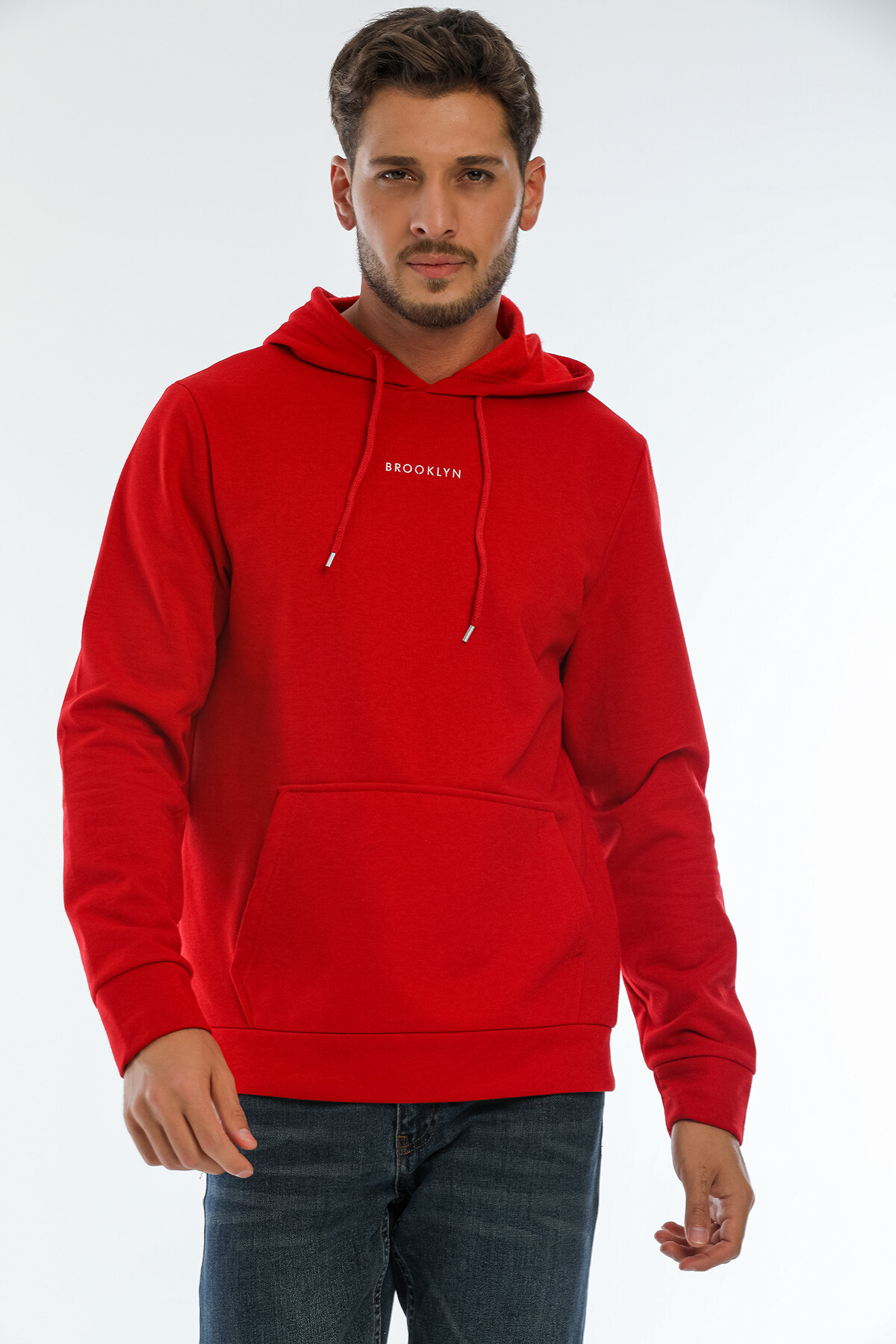Süperlife Erkek Kapşonlu Regular Fit Brooklyn Baskılı İnce Sweatshirt SPR22SW161
